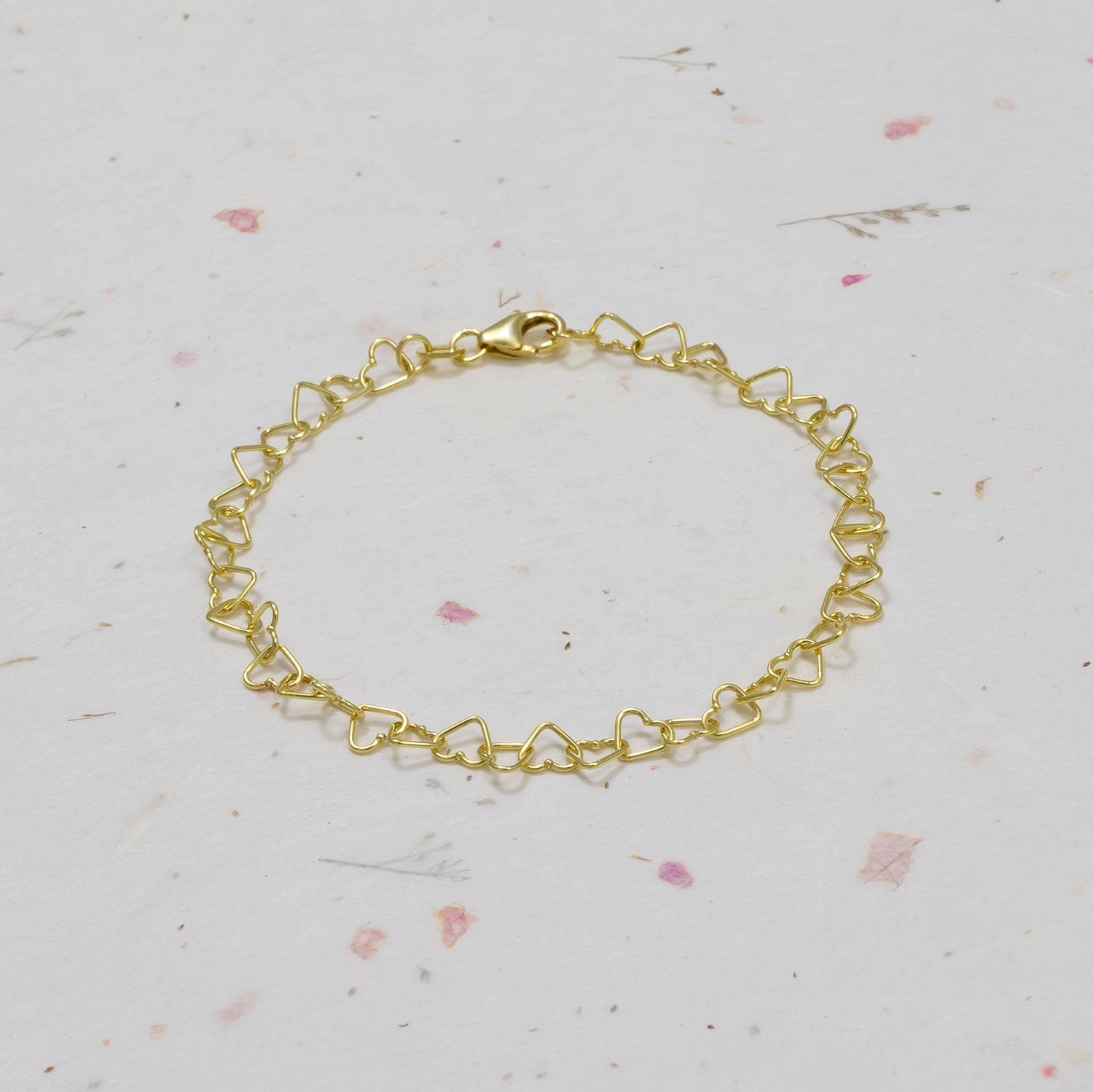 Gold Vermeil Miniature Heart Links Bracelet