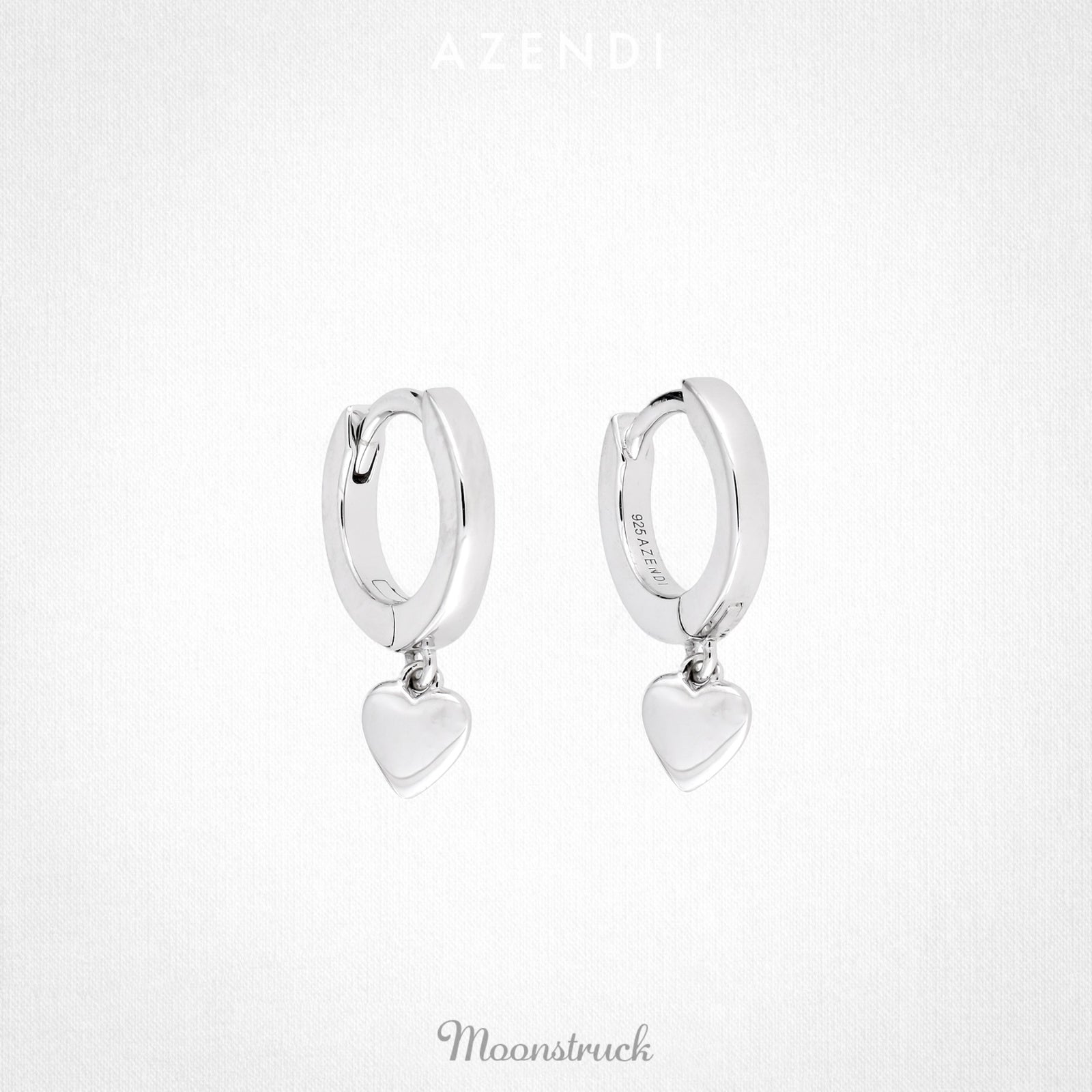 Silver Love Heart Charm Hoop Earrings