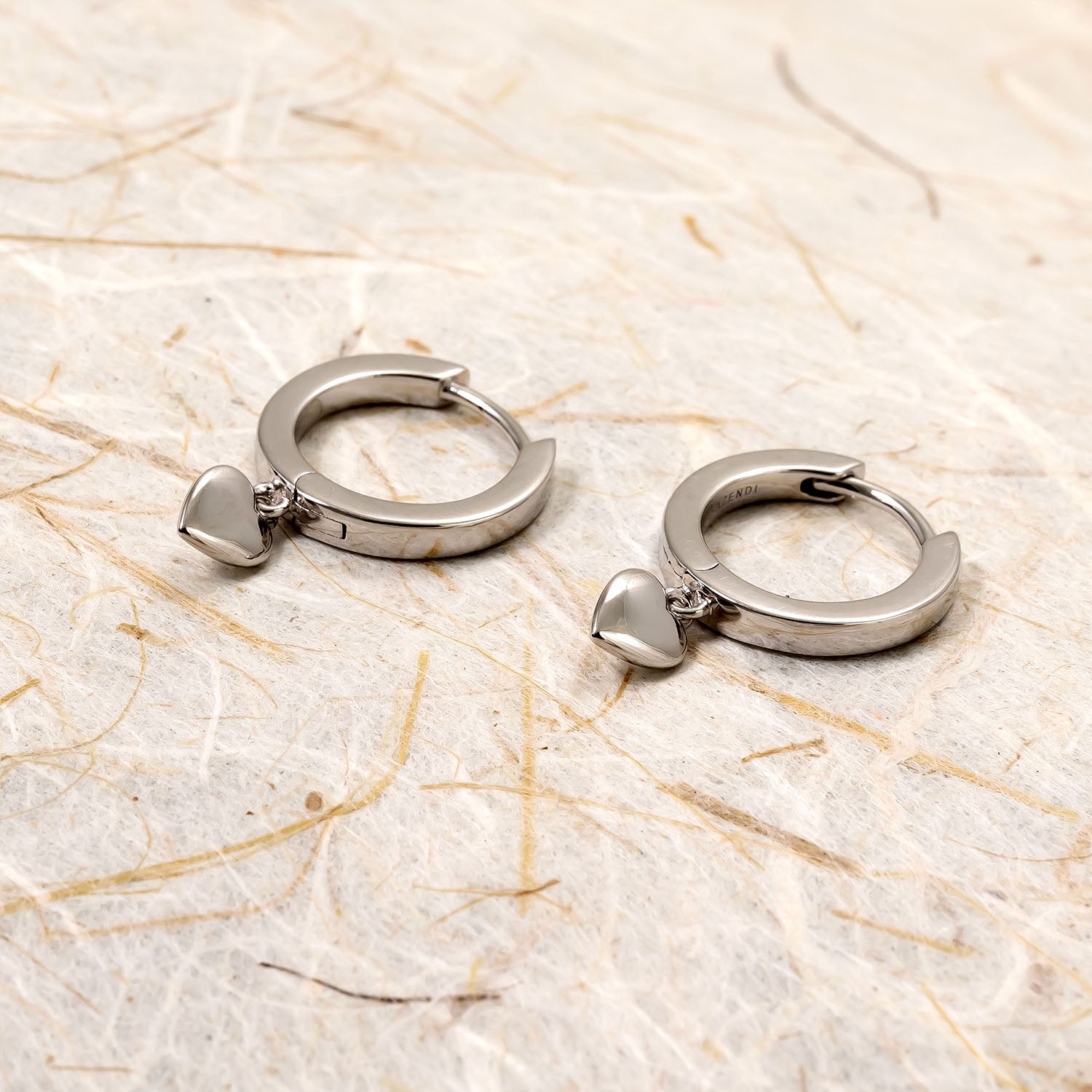 Silver Love Heart Charm Hoop Earrings