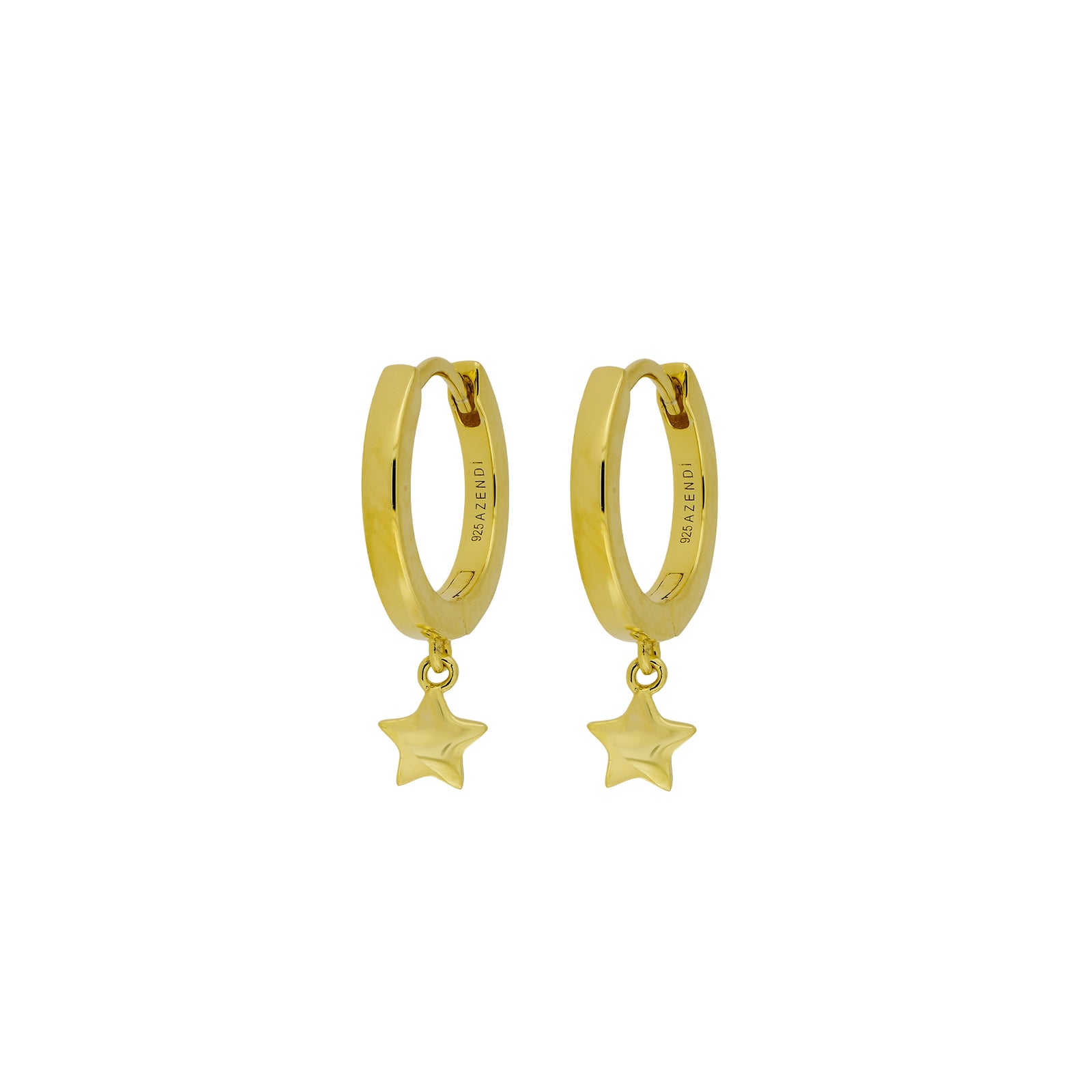 Gold Vermeil Star Charm Hoop Earrings