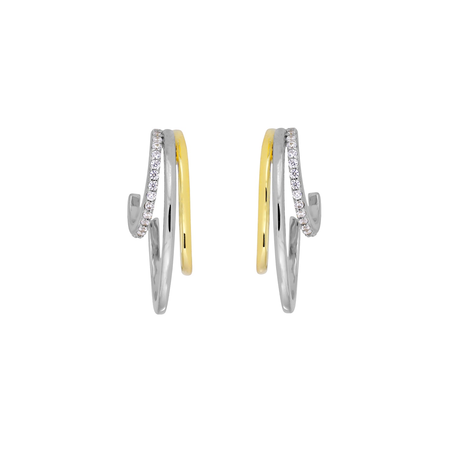 Silver & Gold Vermeil Triple Hoop Earrings