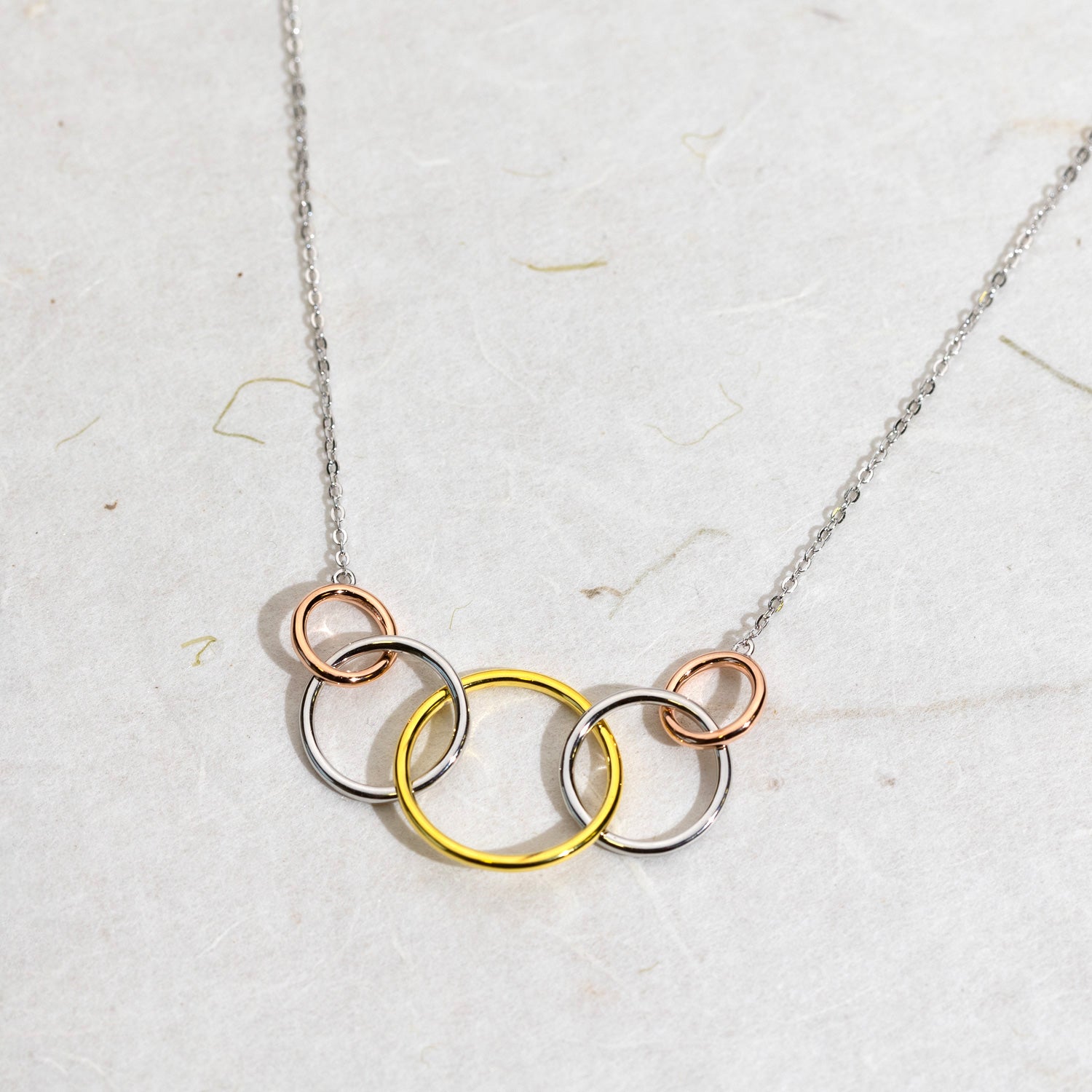 Mixed Vermeil Five Circle Necklace