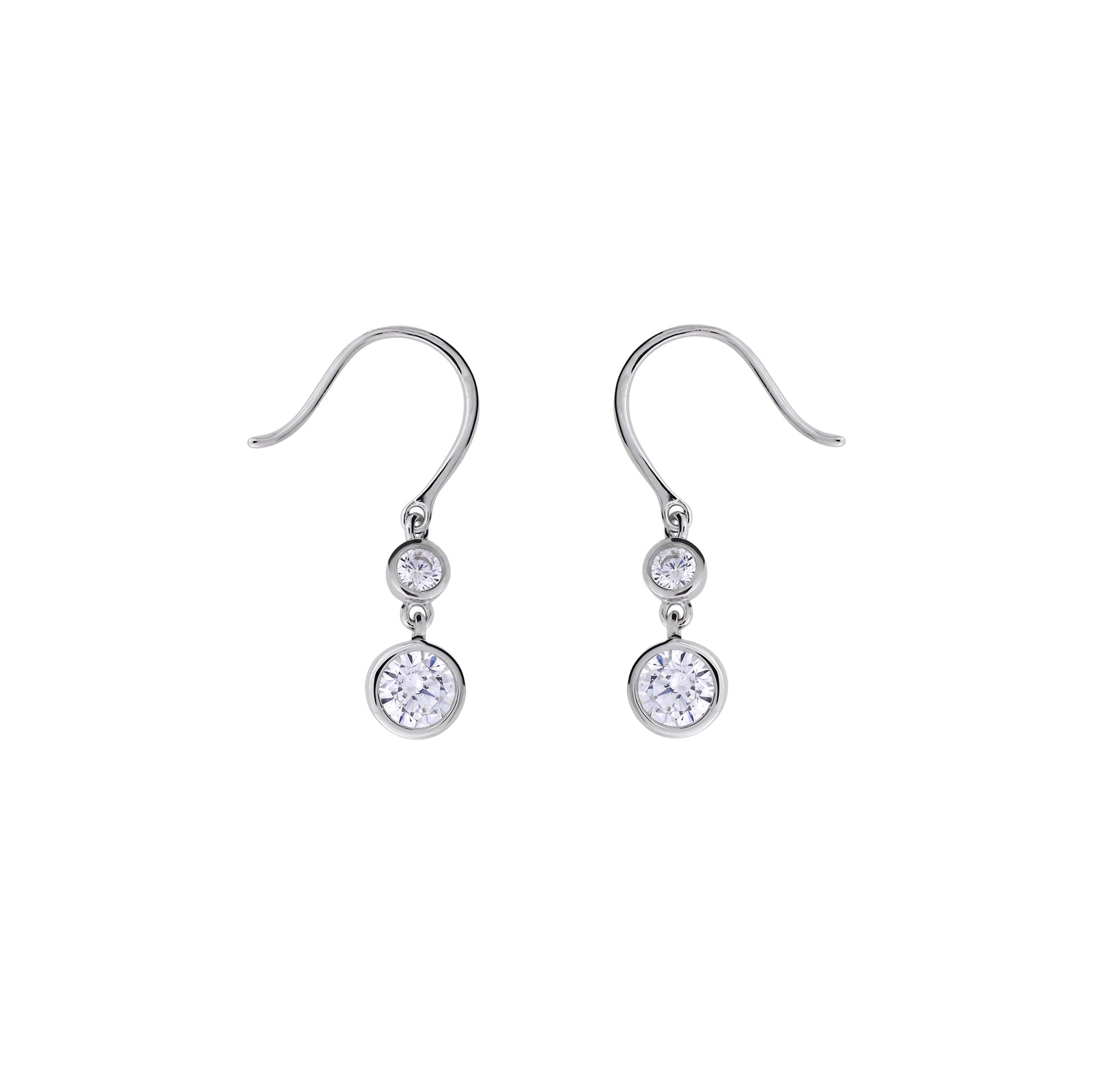 Sterling Silver Brilliant Cut Stone Set Drop Earrings