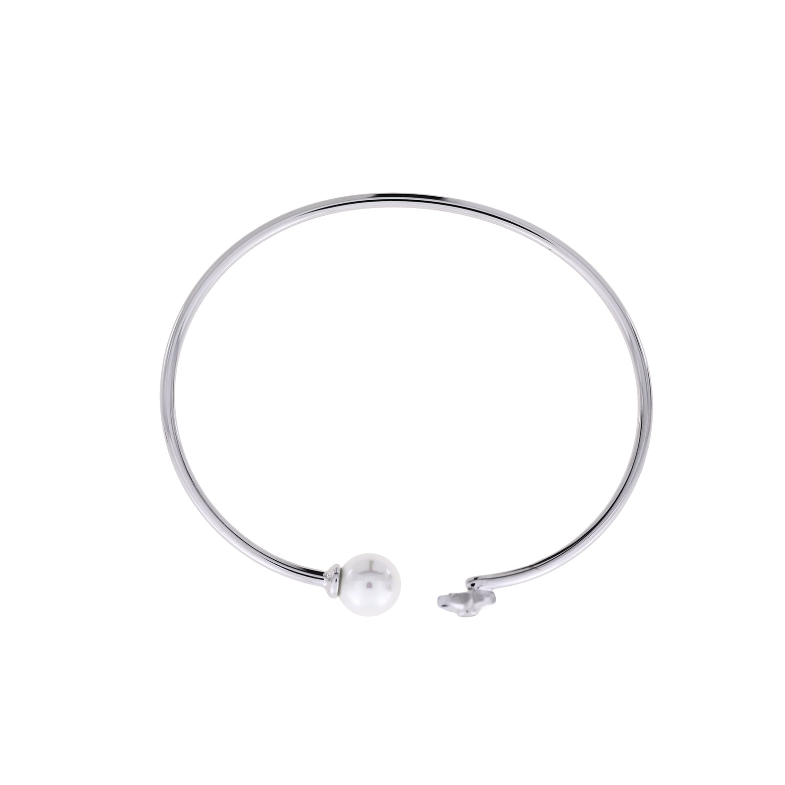 Silver Shell Pearl & Star Flexi Cuff Bangle