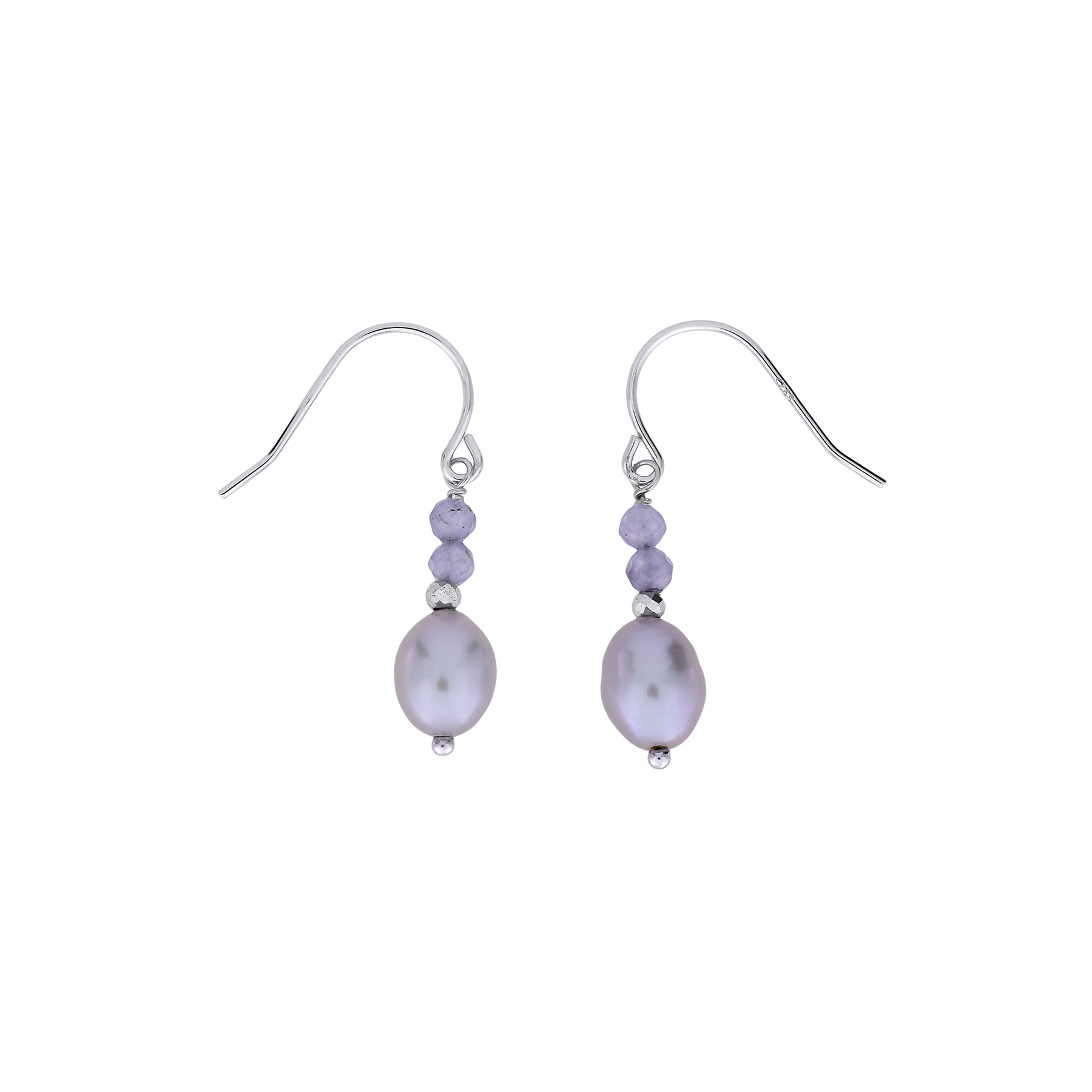 Iolite and Freshwater Pearl Drop Earrings