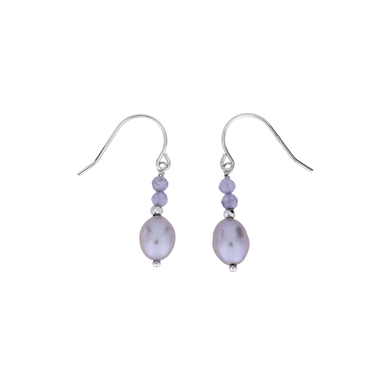 Iolite and Freshwater Pearl Drop Earrings