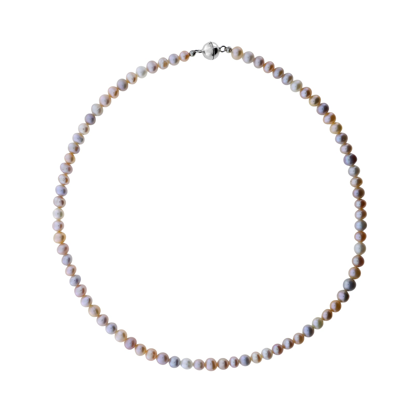 Sterling Silver Peach & Pink Freshwater Pearls Necklace