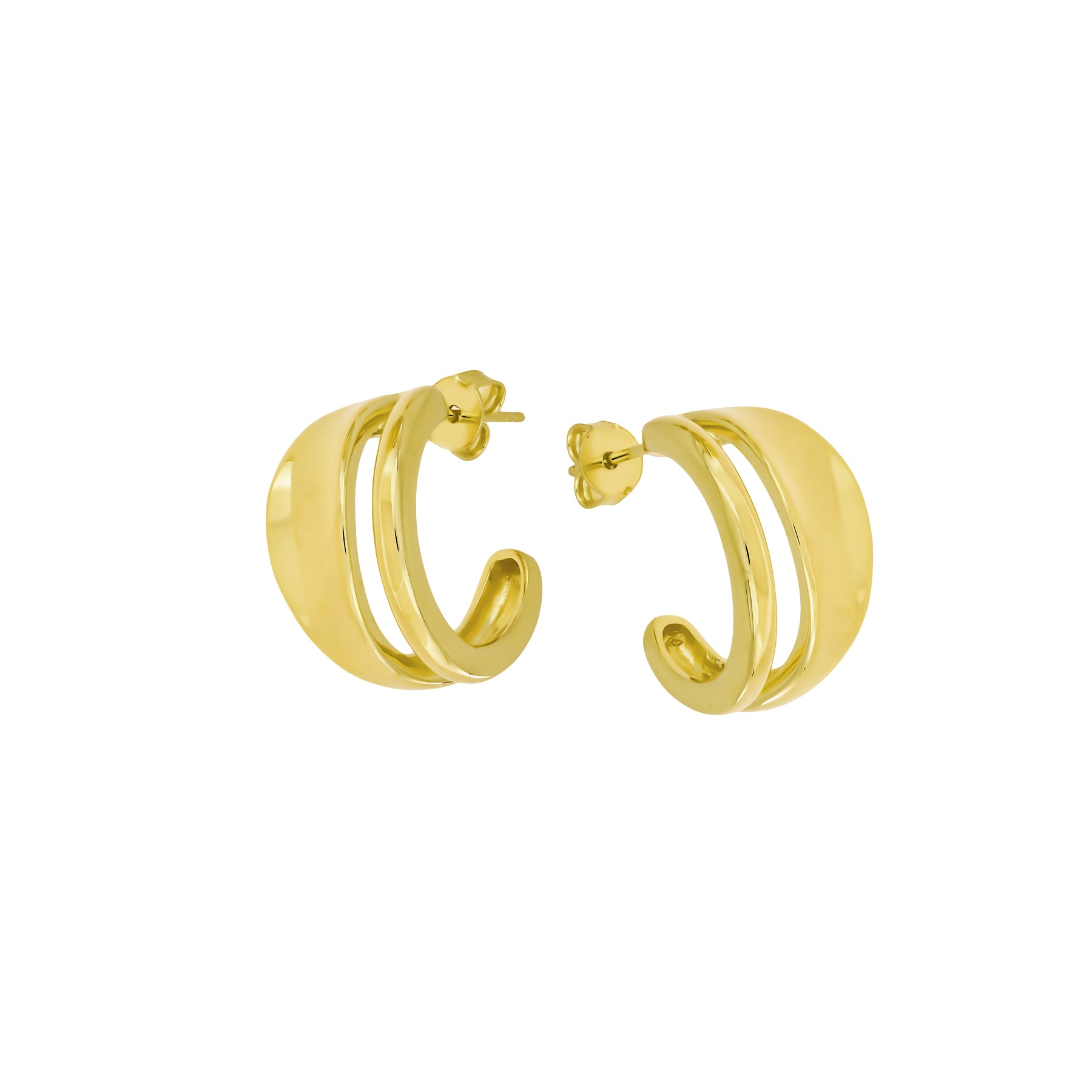 Double Wave Curved Hoop Earrings