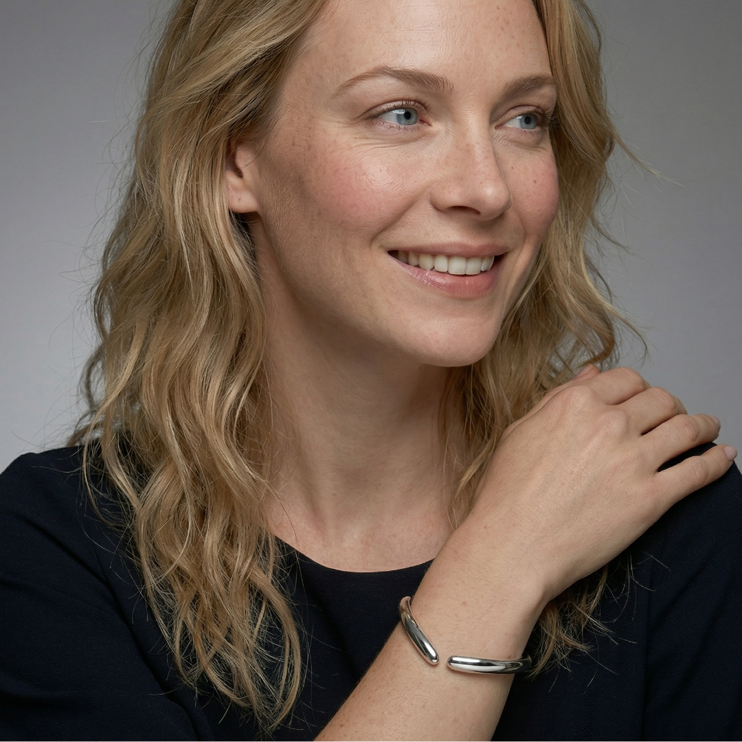 Silver Wave Hinged Bangle