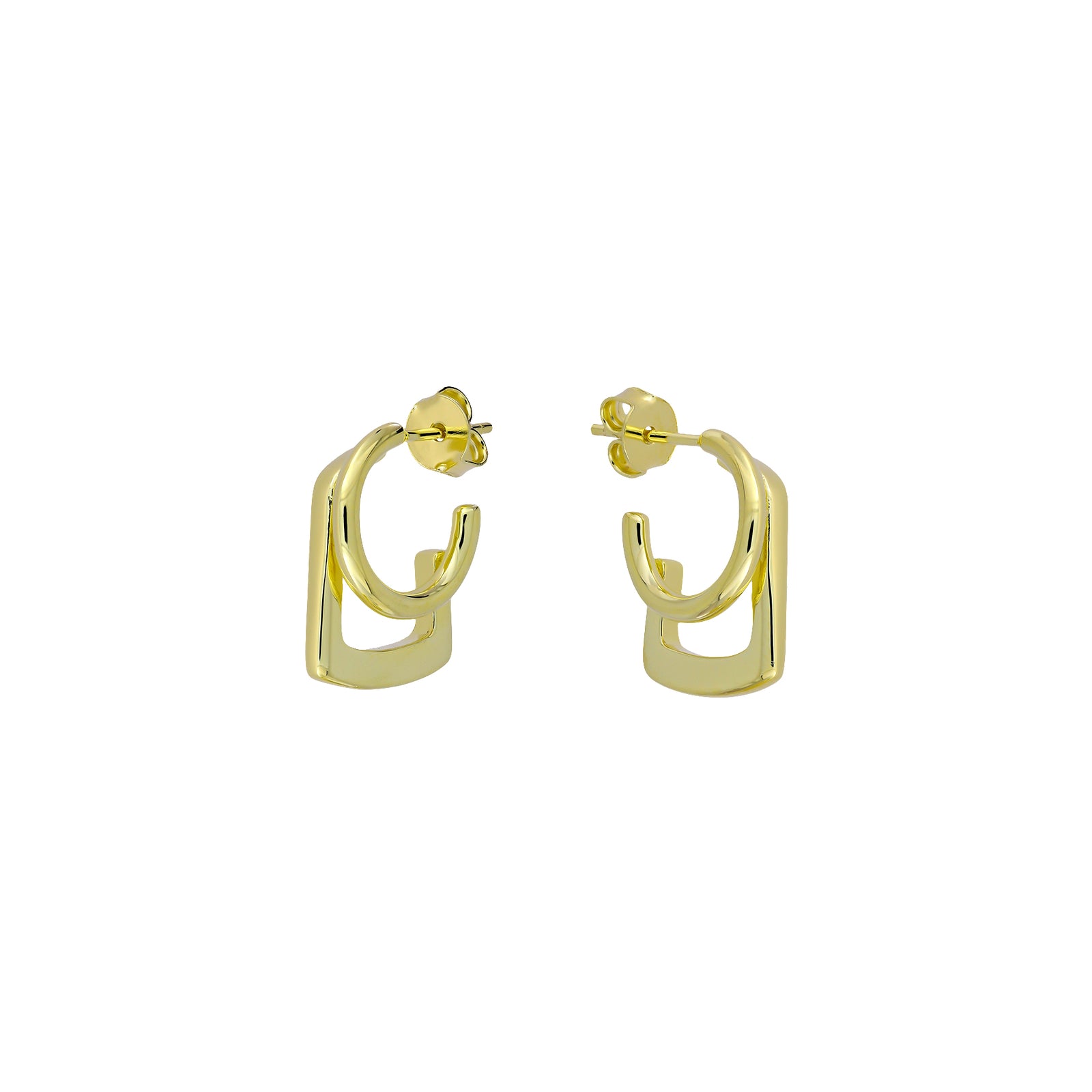 Rectangle and Circle Hoop Earrings