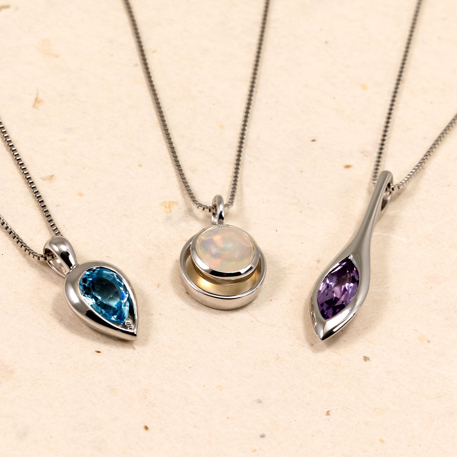 Sterling Silver & Opal Circles Pendant