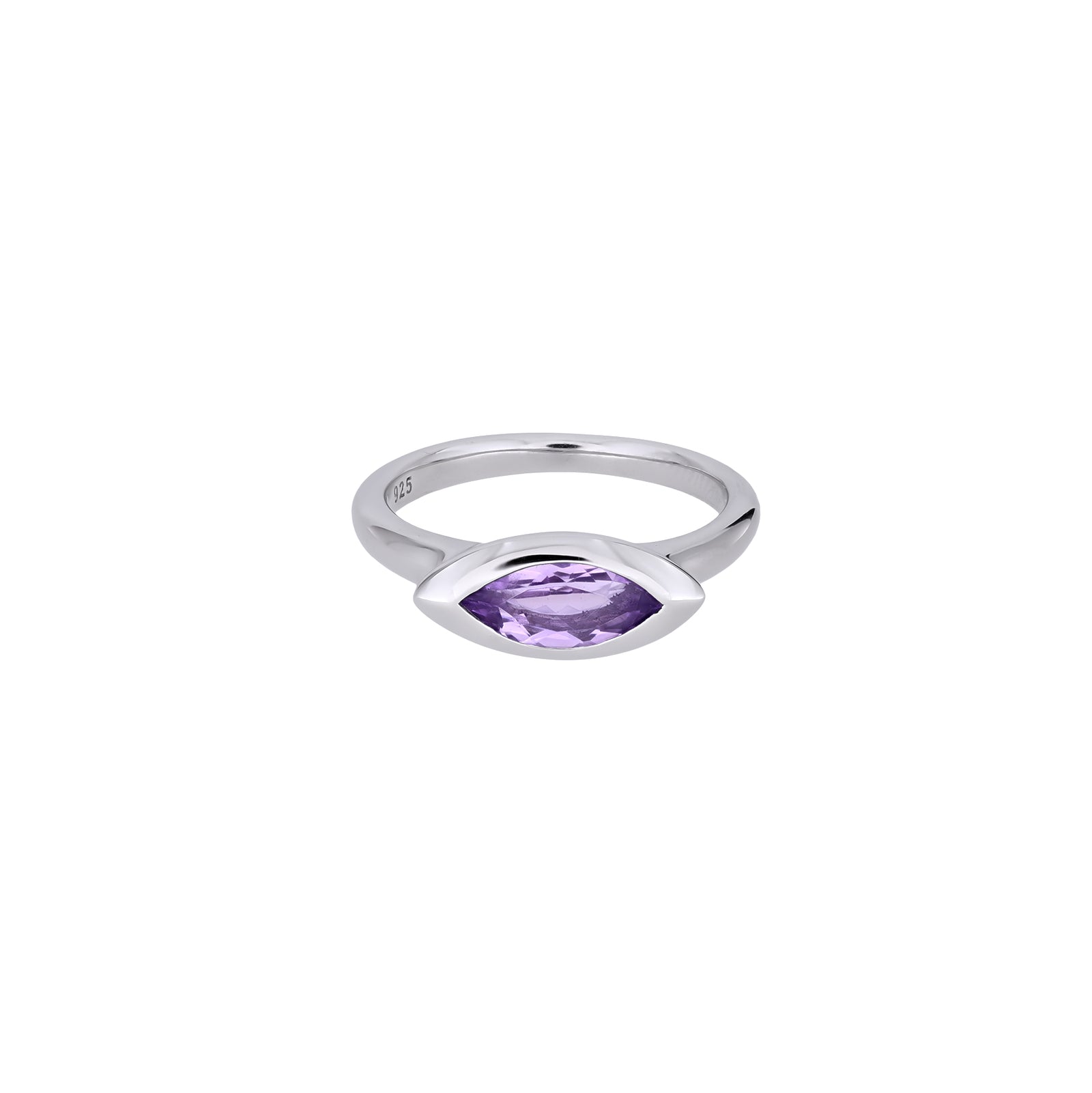 Sterling Silver & Amethyst Elegant Marquise Ring