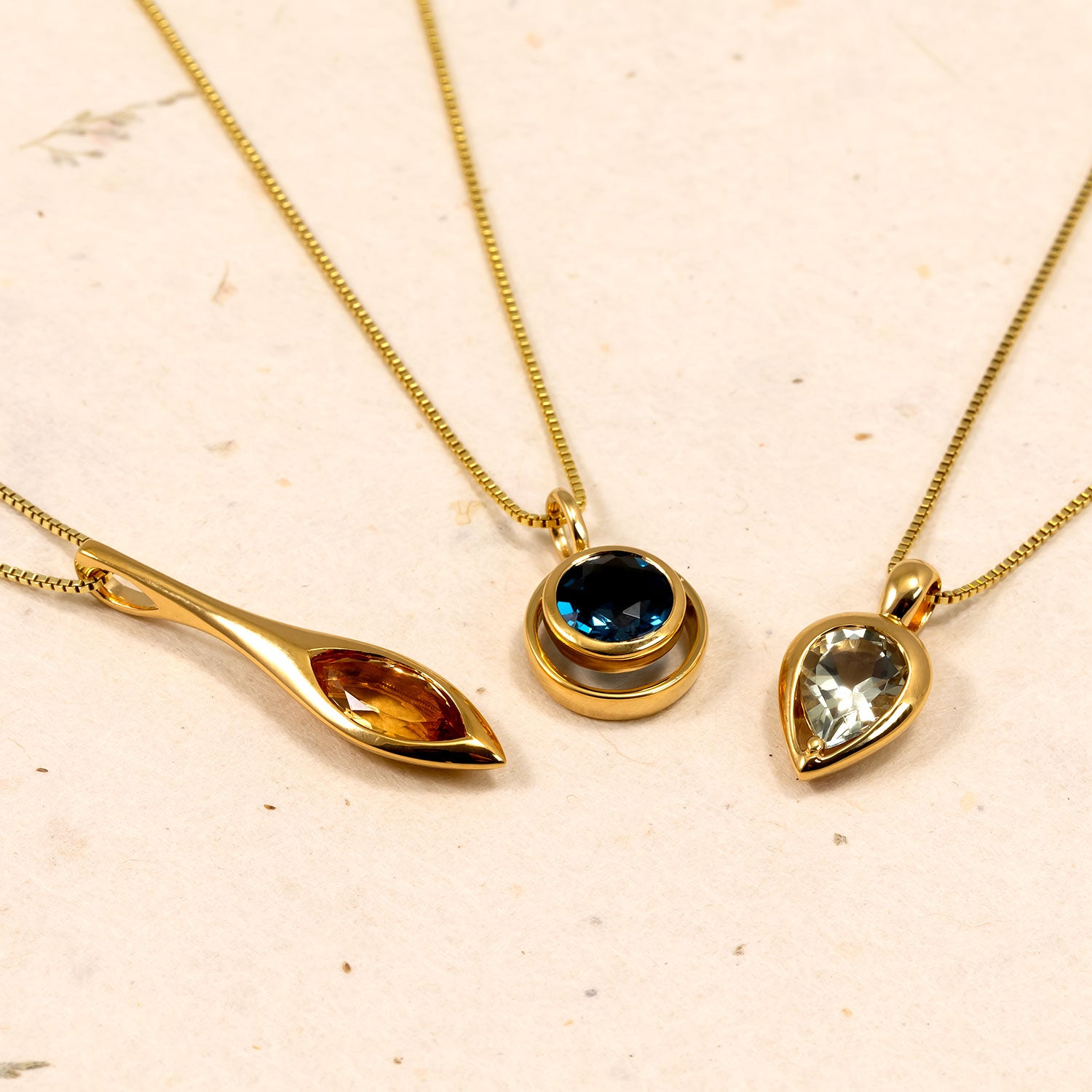 Gold Vermeil & London Blue Topaz Circles Pendant