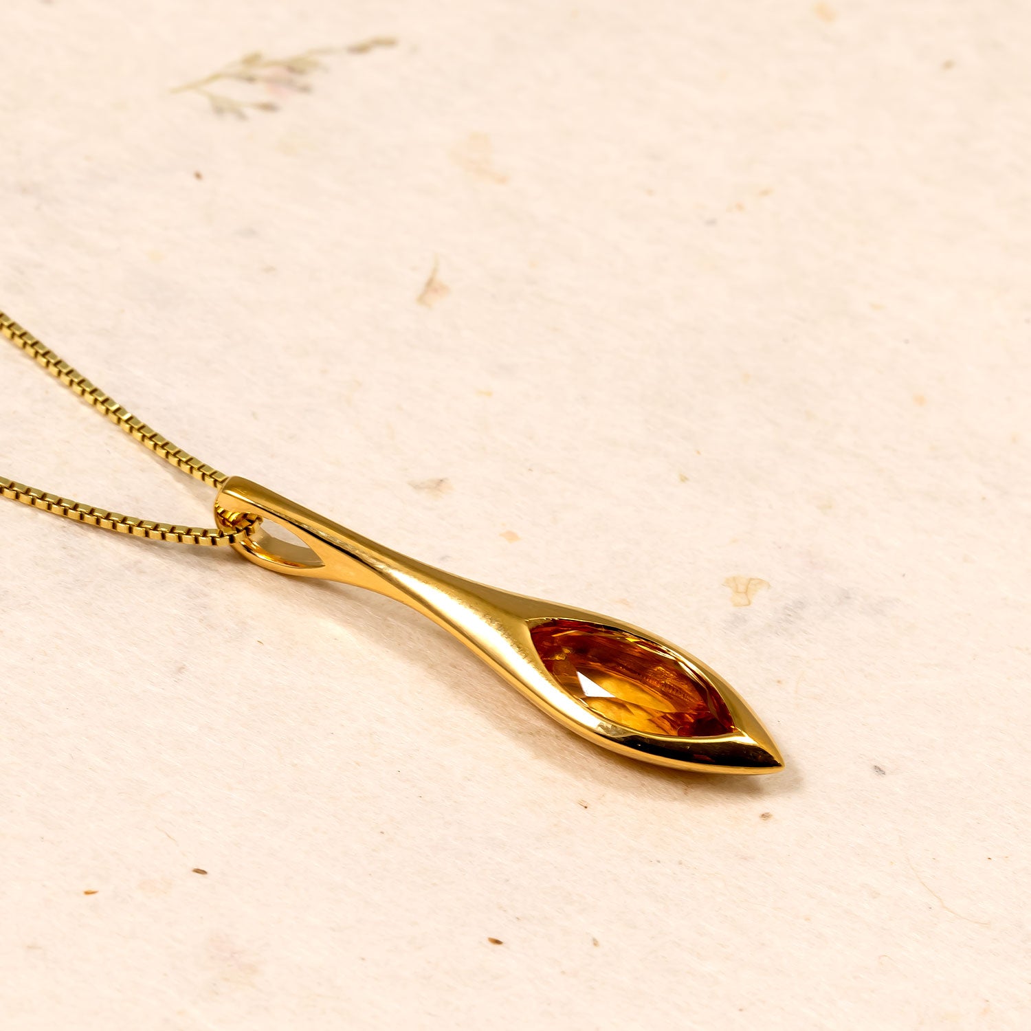 Gold Vermeil & Citrene Elegant Marquise Pendant