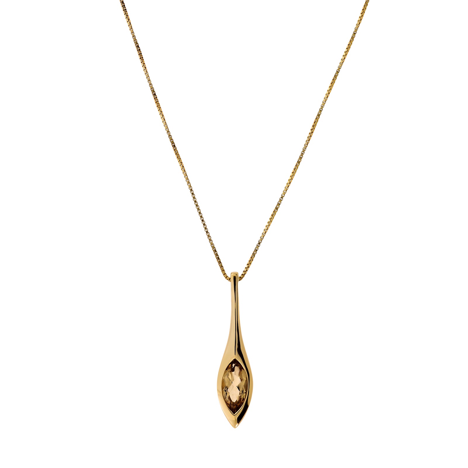 Gold Vermeil & Citrene Elegant Marquise Pendant
