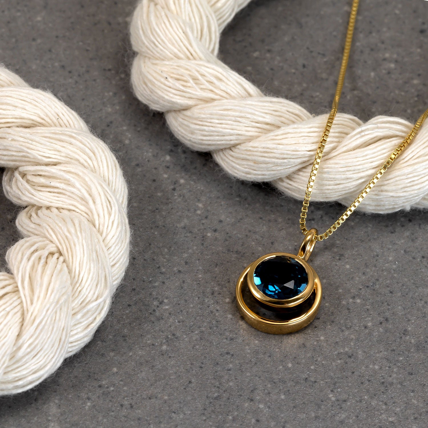 Gold Vermeil & London Blue Topaz Circles Pendant