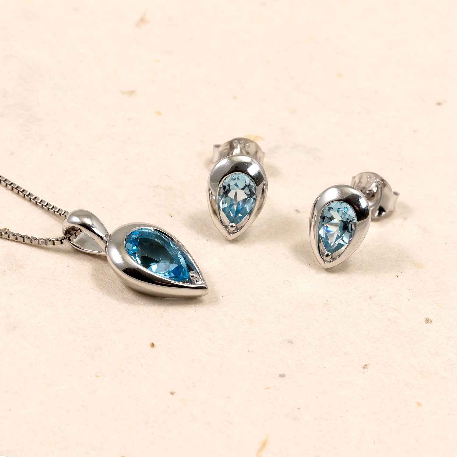 Sterling Silver & Sky Blue Topaz Teardrop Stud Earrings