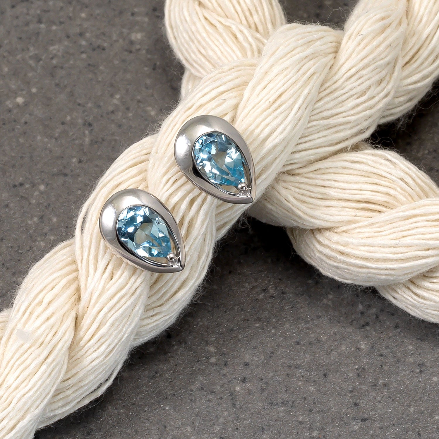 Sterling Silver & Sky Blue Topaz Teardrop Stud Earrings