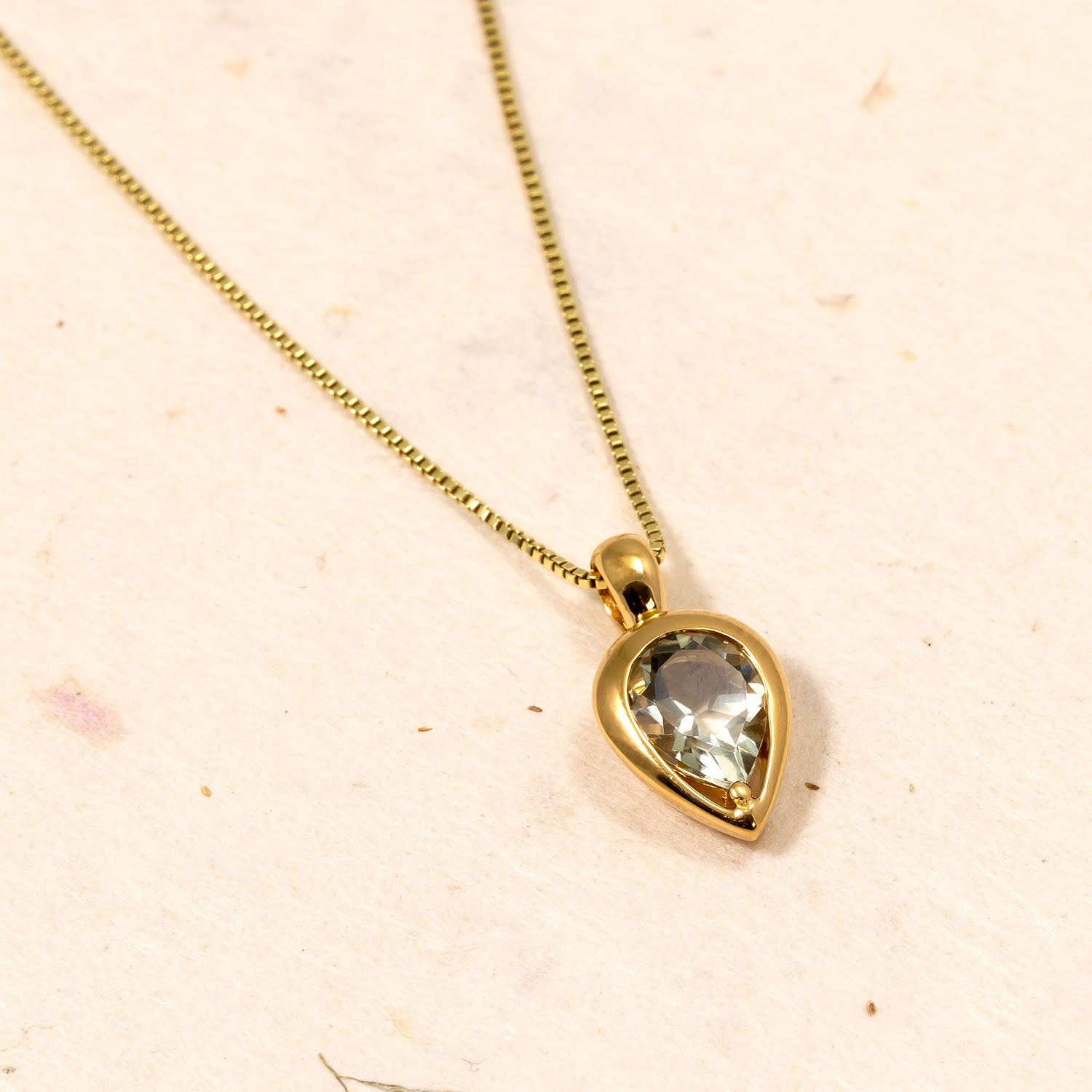 Gold Vermeil & Green Amethyst Teardrop Pendant