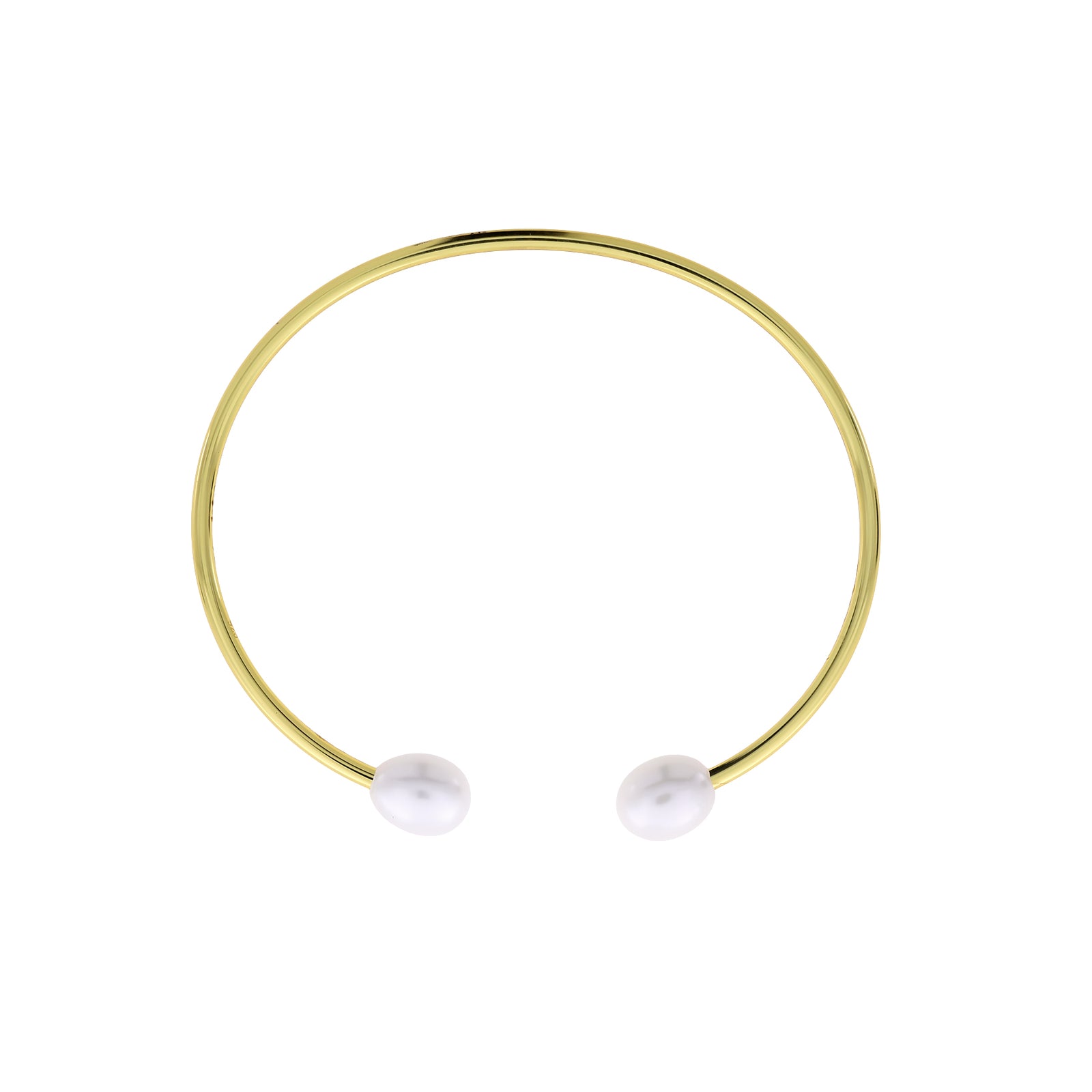 Gold Vermeil Freshwater Pearls Flexi Cuff Bangle
