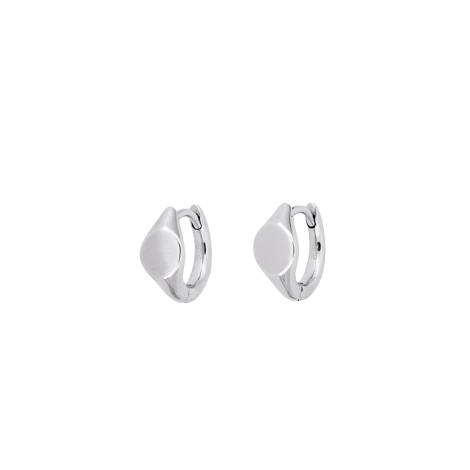 Sterling Silver Signet Mini Hinge Hoop Earrings