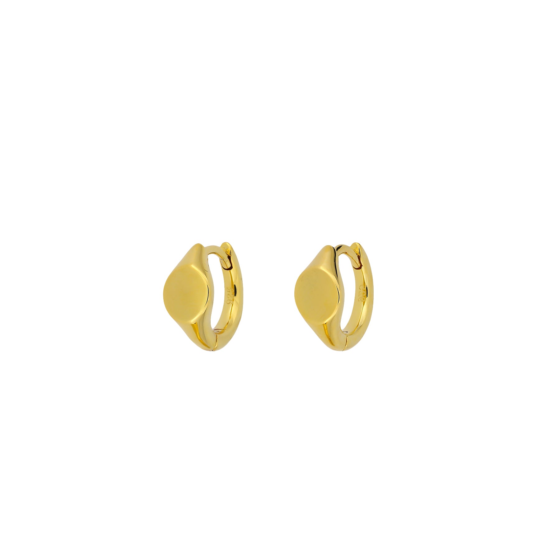 Gold Vermeil Signet Mini Hinge Hoop Earrings