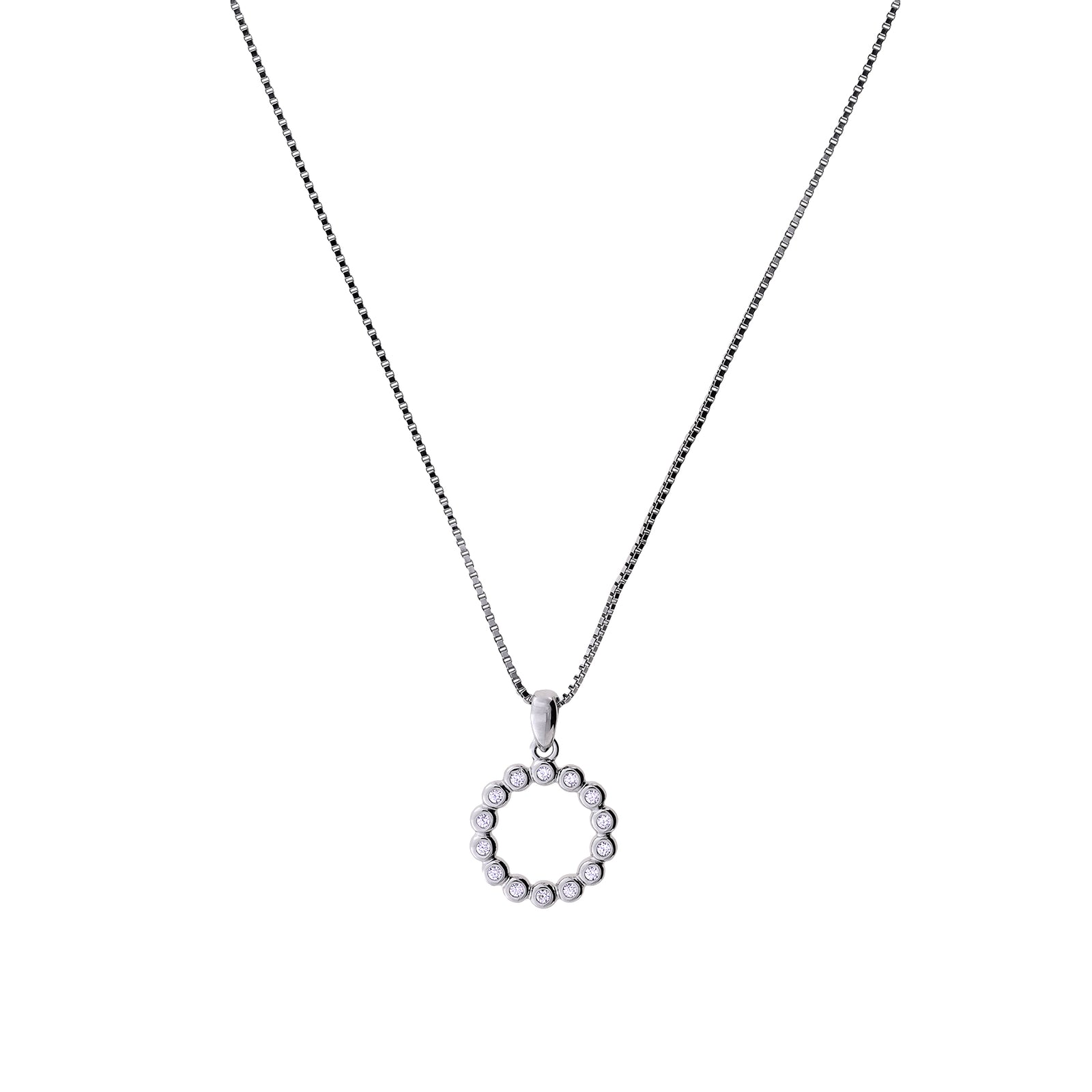 Silver Full Circle Cubic Zirconia Pendant