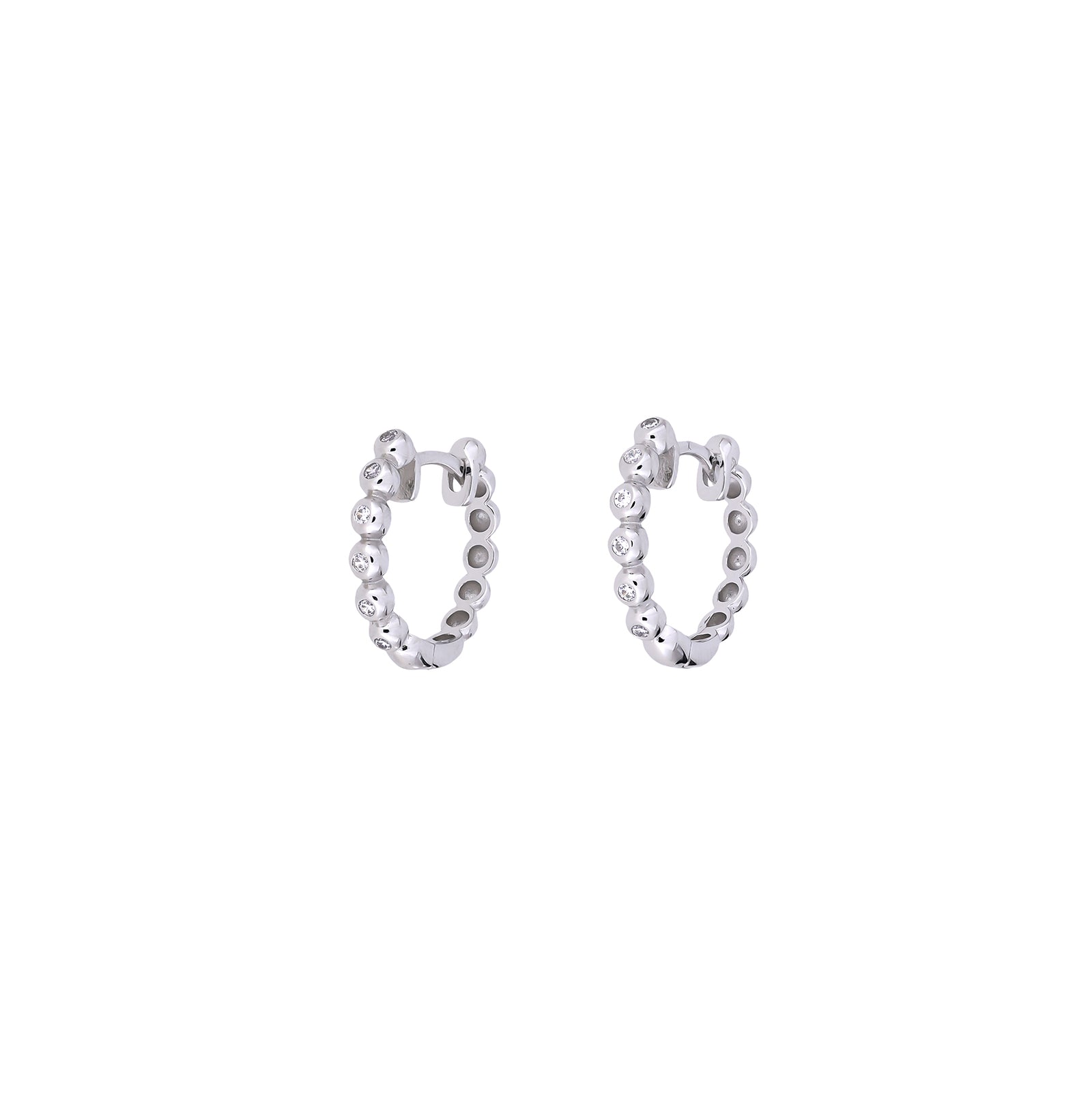 Silver Hoop Earrings with Cubic Zirconia