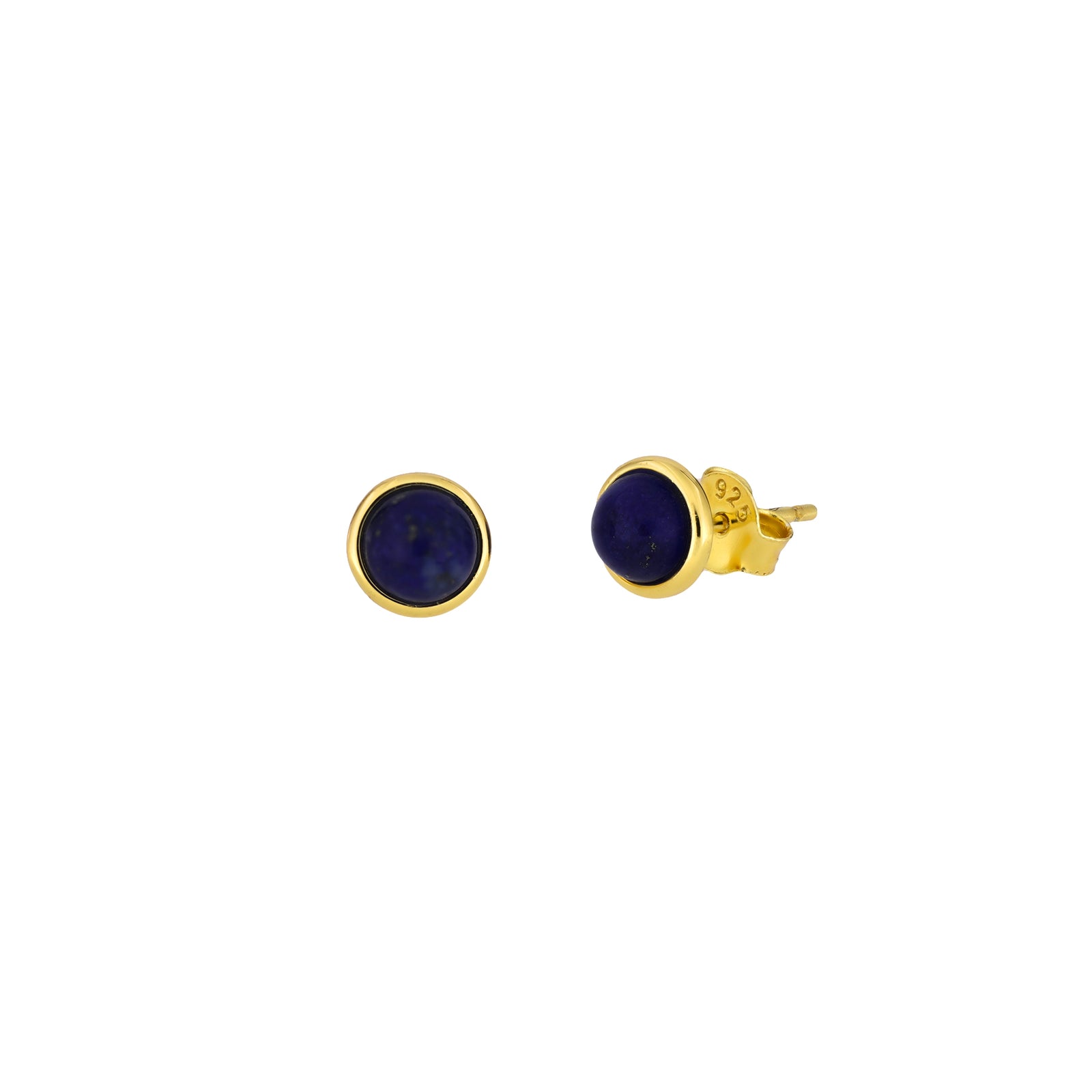 Gold Vermeil & Lapis Circle Stud Earrings