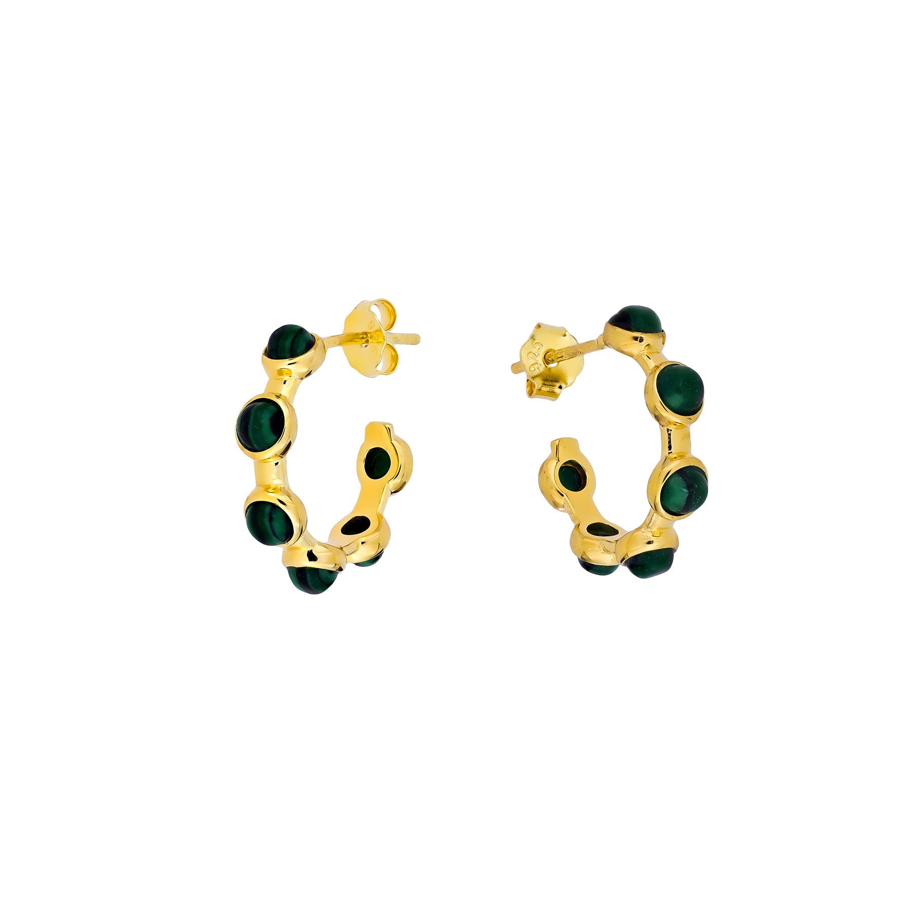 Gold Vermeil & Malachite Circles Hoop Earrings