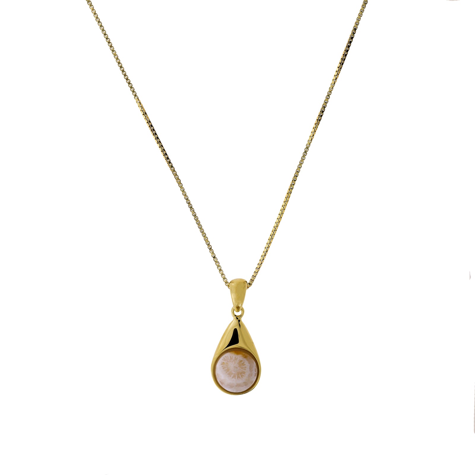 Gold Vermeil and Coral Agate Pendant