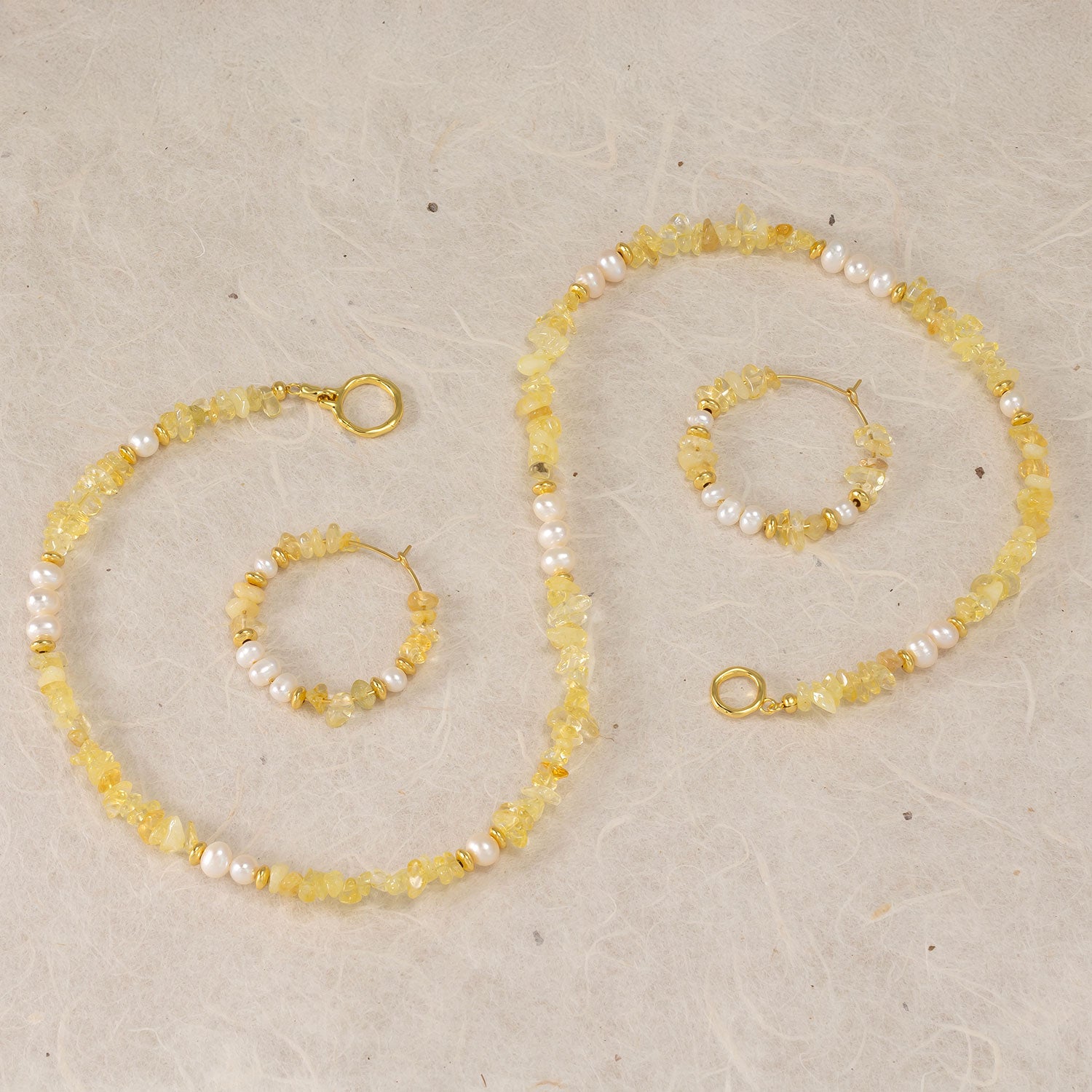 Gold Vermeil, Citrene & Freshwater Pearl Hoops