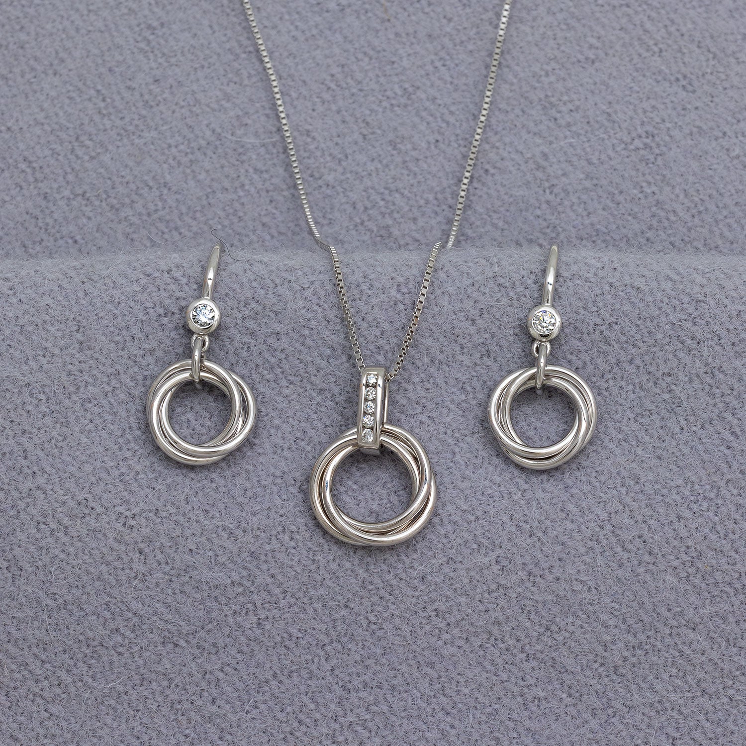 Entangled Silver & 0.06 Carat Lab Grown Diamond Love Knot Pendant