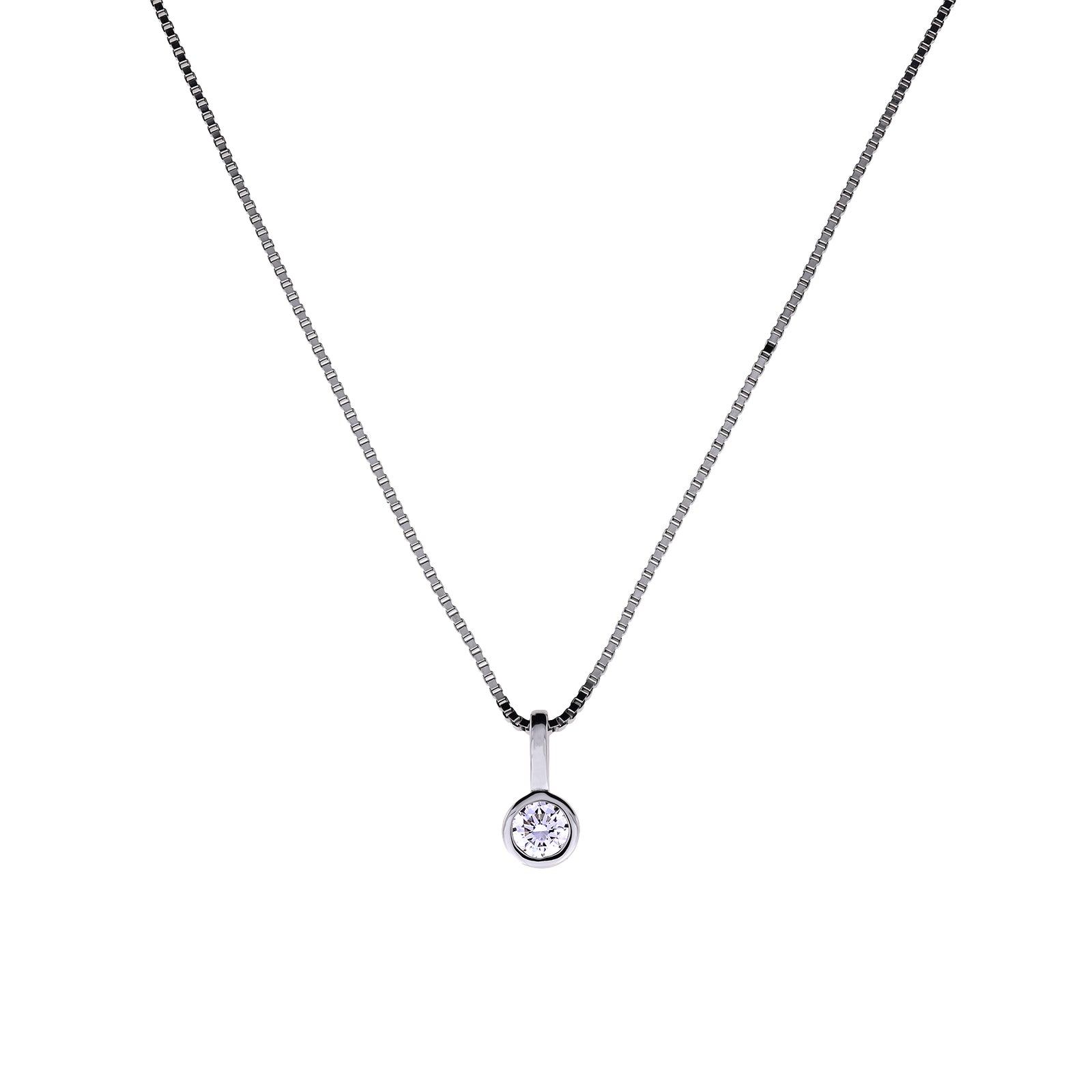 Sterling Silver & 0.15 Carat Lab Grown Diamond Solitaire Pendant