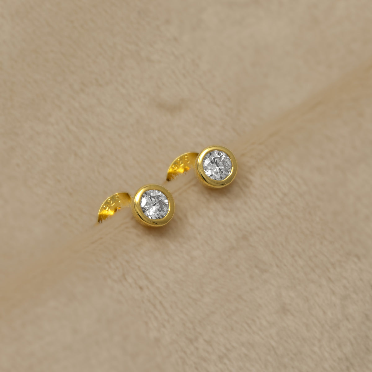 Gold Vermeil & 0.30 Carat Lab Grown Diamond Solitaire Stud Earrings