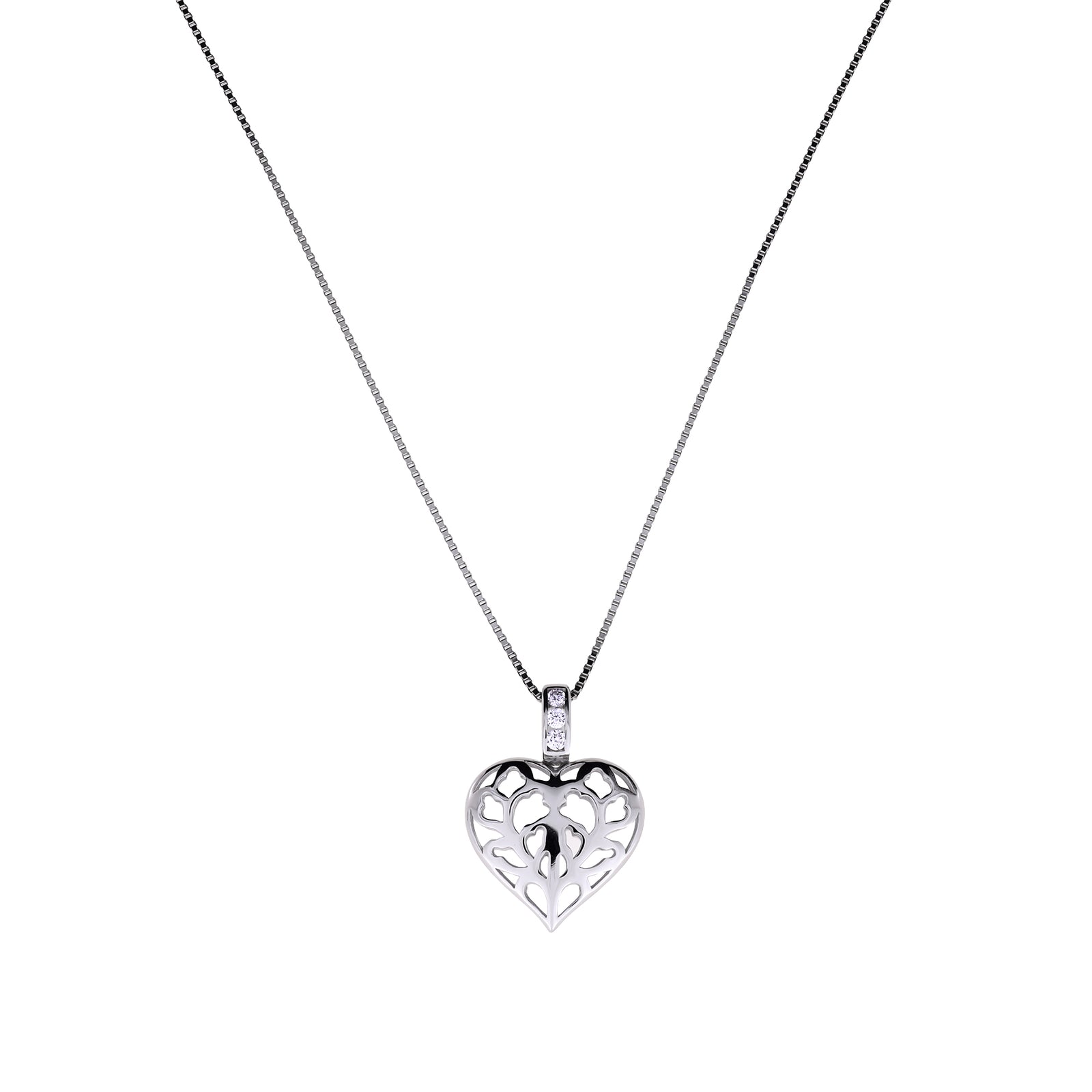 Heart of Yorkshire Silver & 0.07 Carat Lab Grown Diamond Hanging Heart Pendant