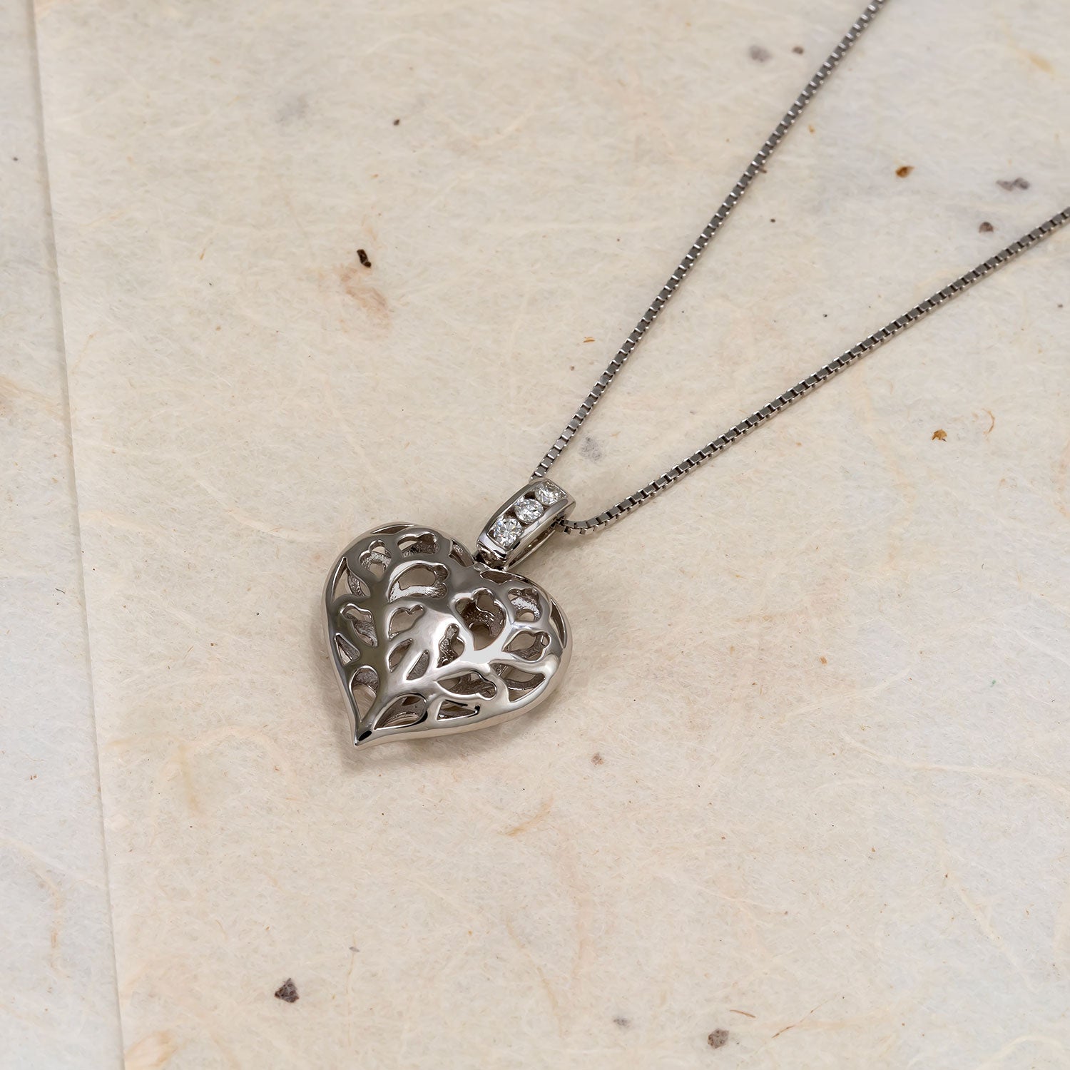 Heart of Yorkshire Silver & 0.07 Carat Lab Grown Diamond Hanging Heart Pendant