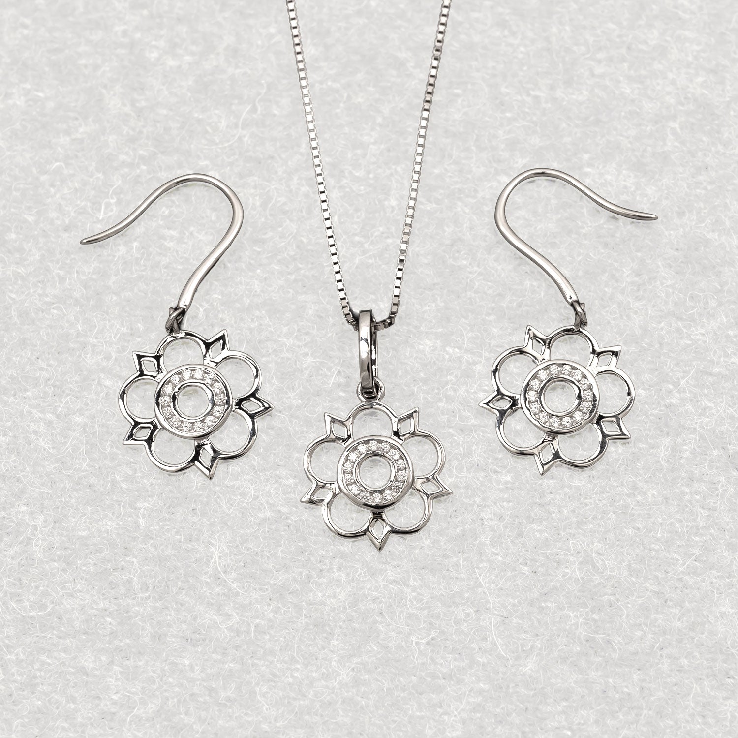 Sterling Silver Cut-Out Yorkshire Rose Mini Drop Earrings