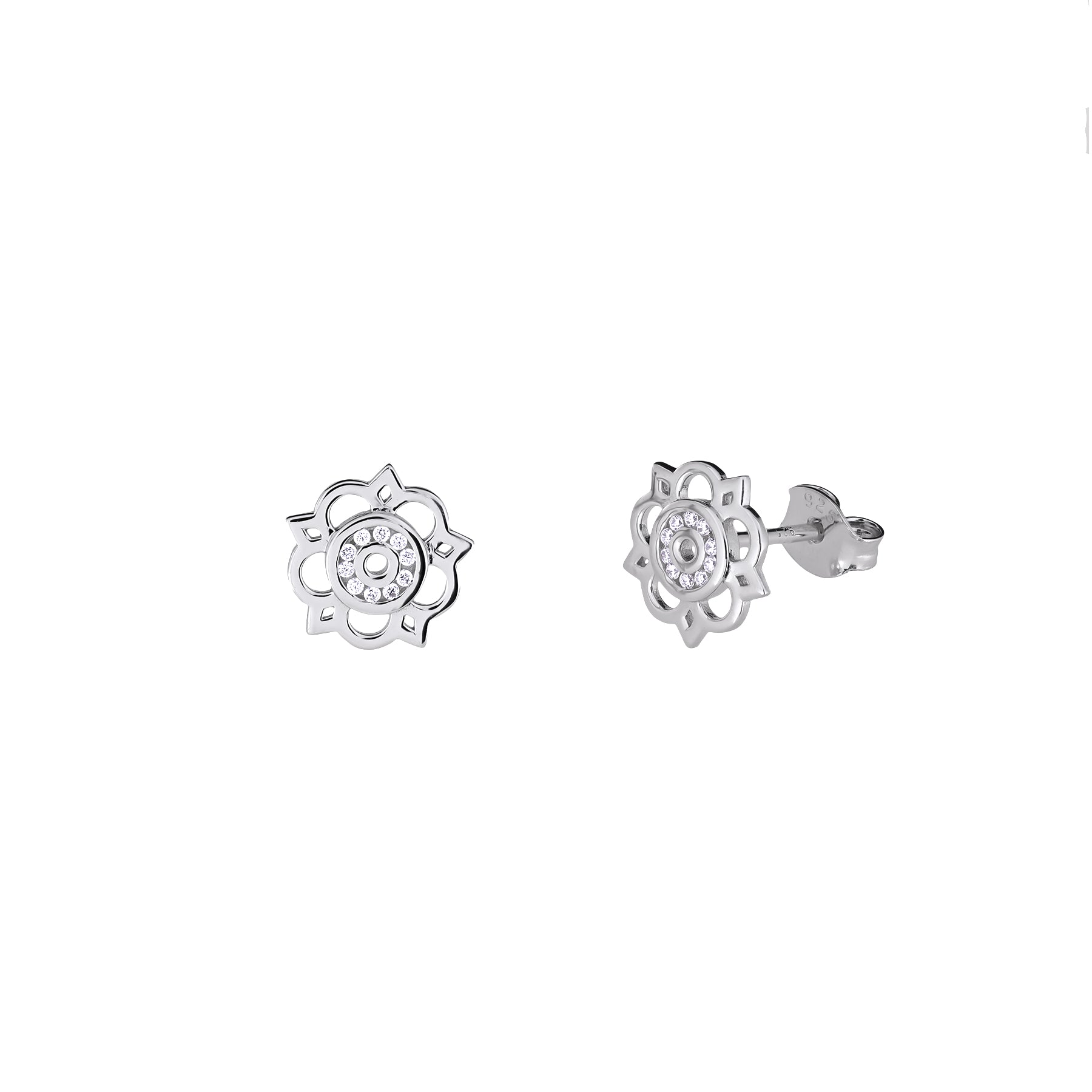 Sterling Silver Cut-Out Yorkshire Rose Mini Stud Earrings