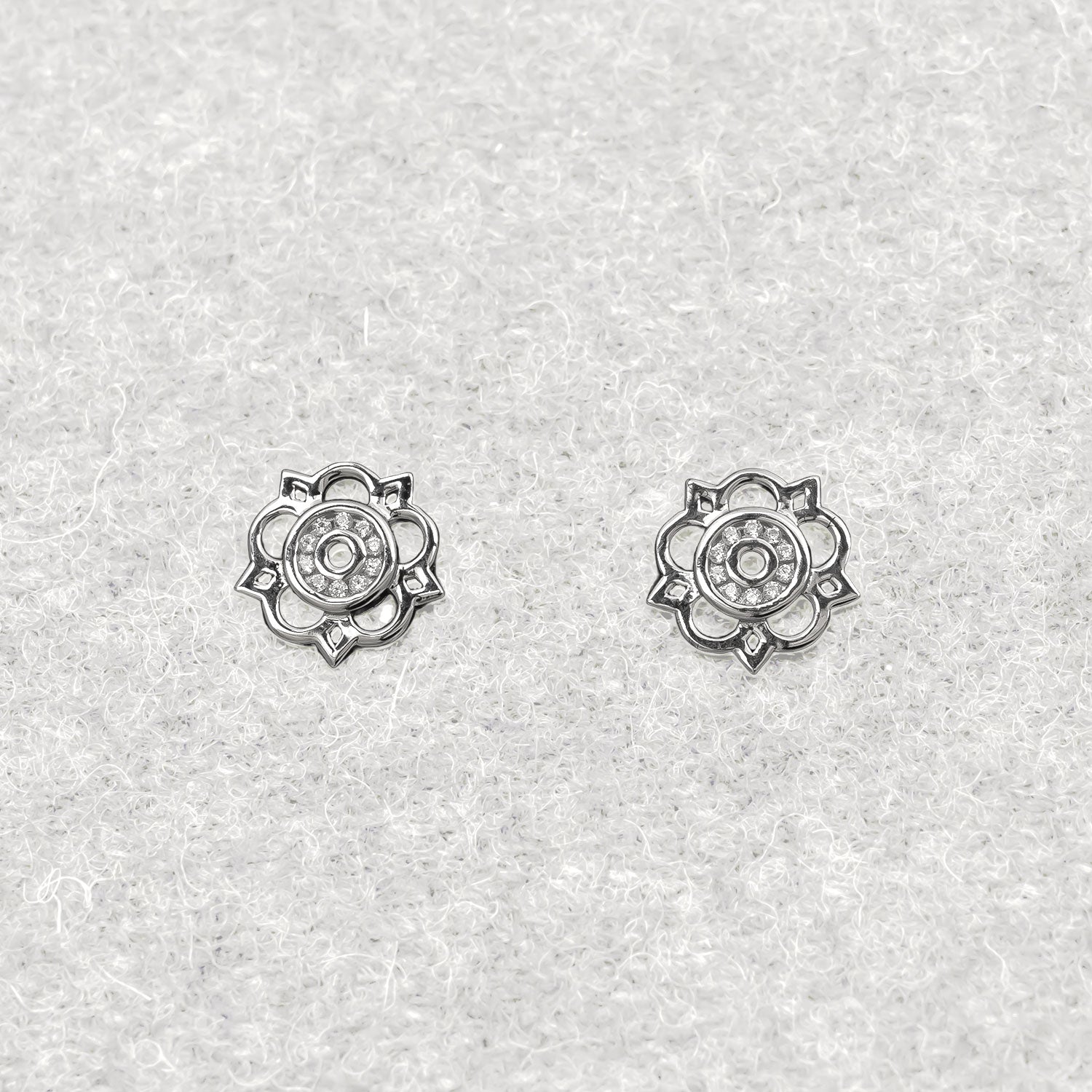 Sterling Silver Cut-Out Yorkshire Rose Mini Stud Earrings