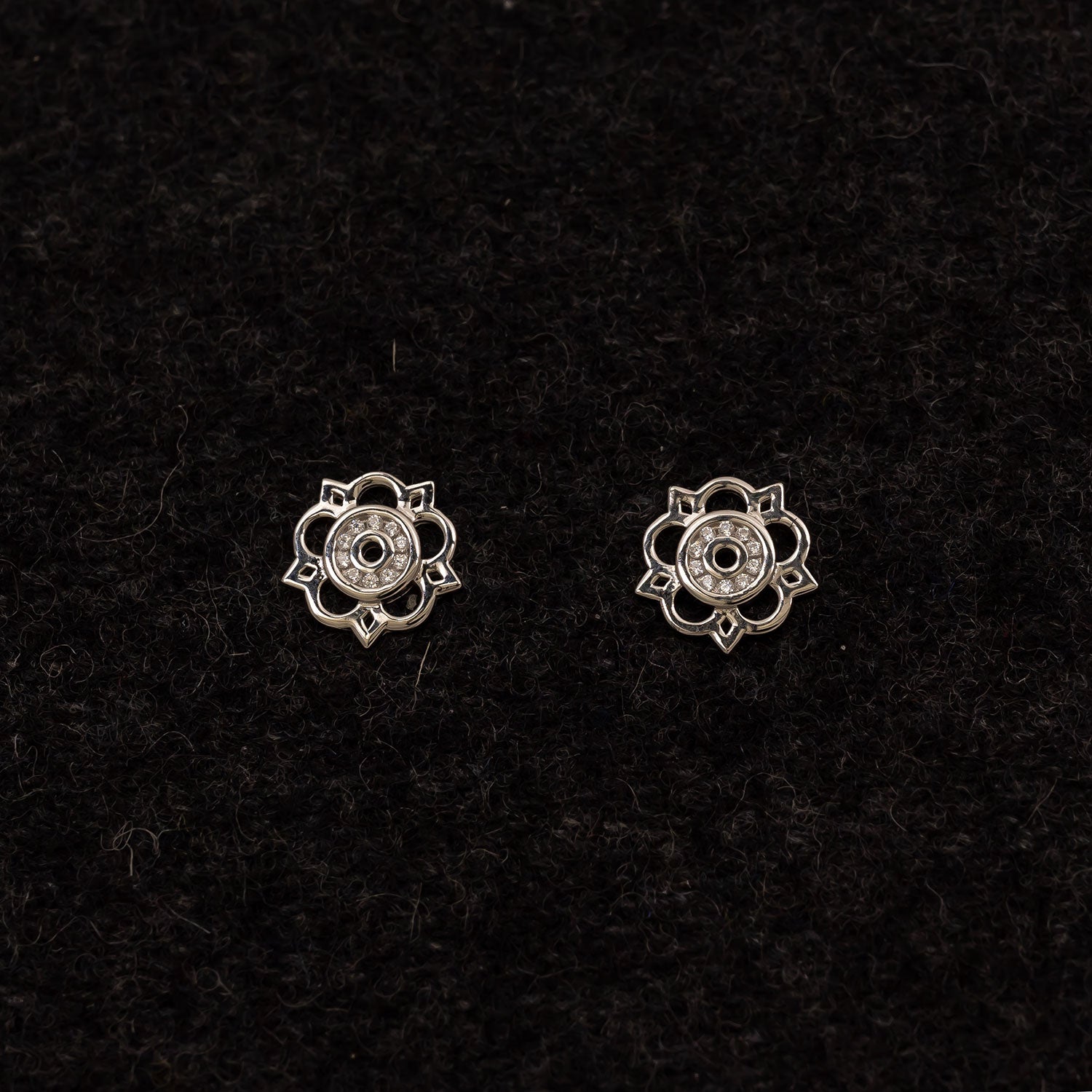 Sterling Silver Cut-Out Yorkshire Rose Mini Stud Earrings