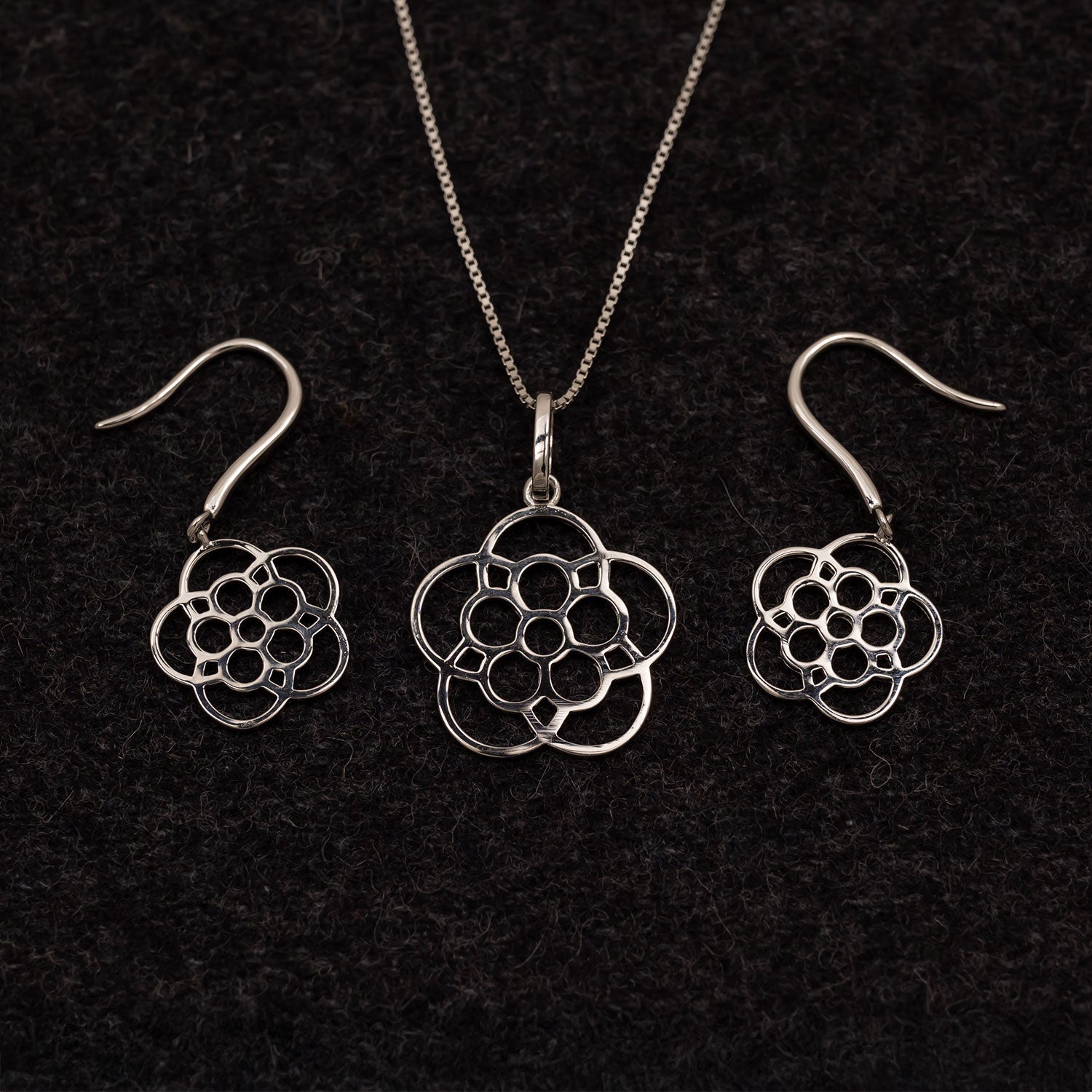 Sterling Silver Stylised Yorkshire Rose Pendant