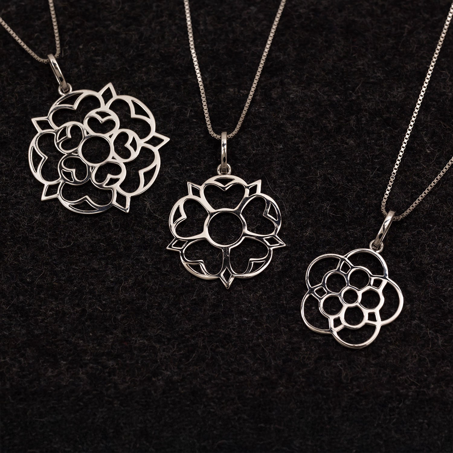 Sterling Silver Large Yorkshire Rose Pendant