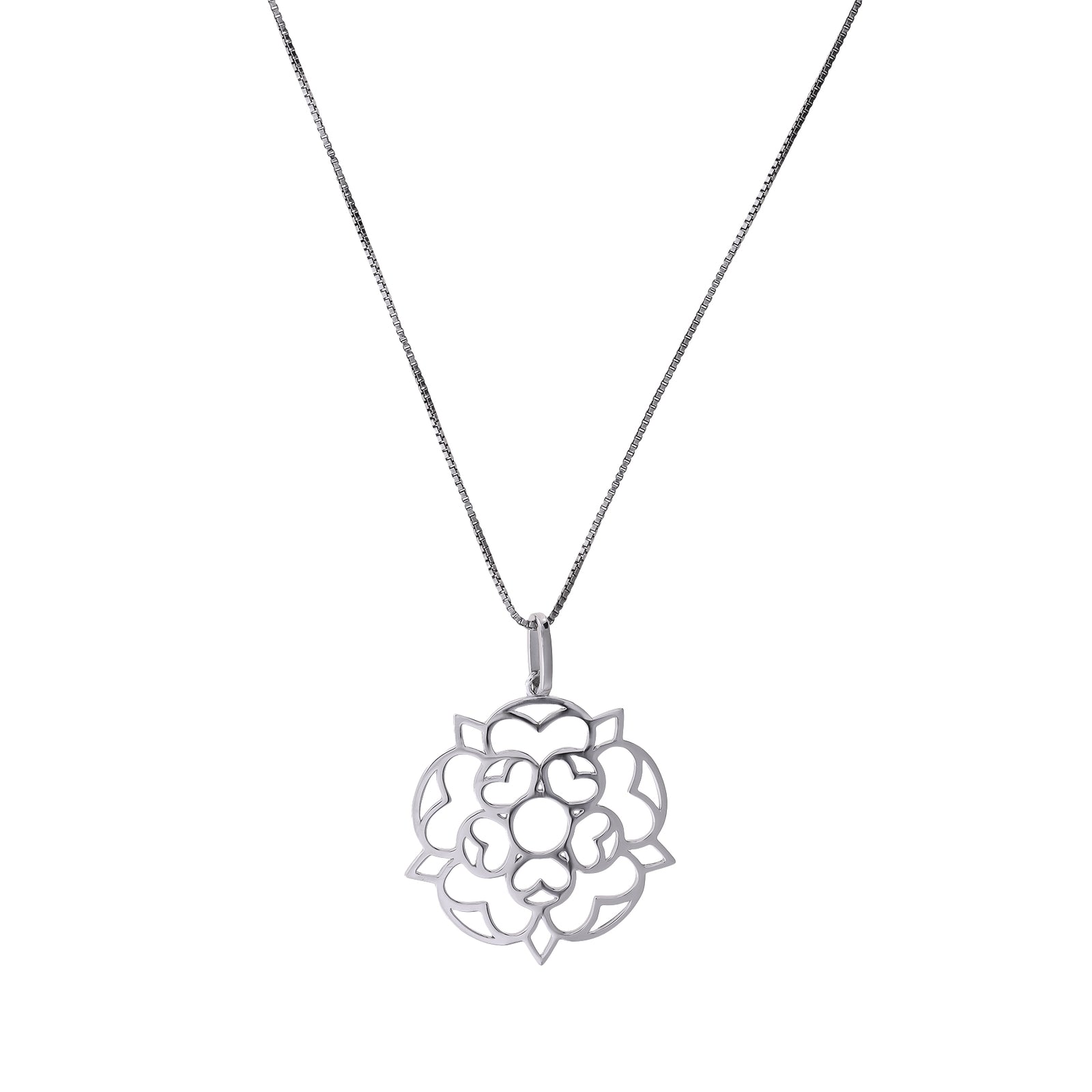 Sterling Silver Large Yorkshire Rose Pendant