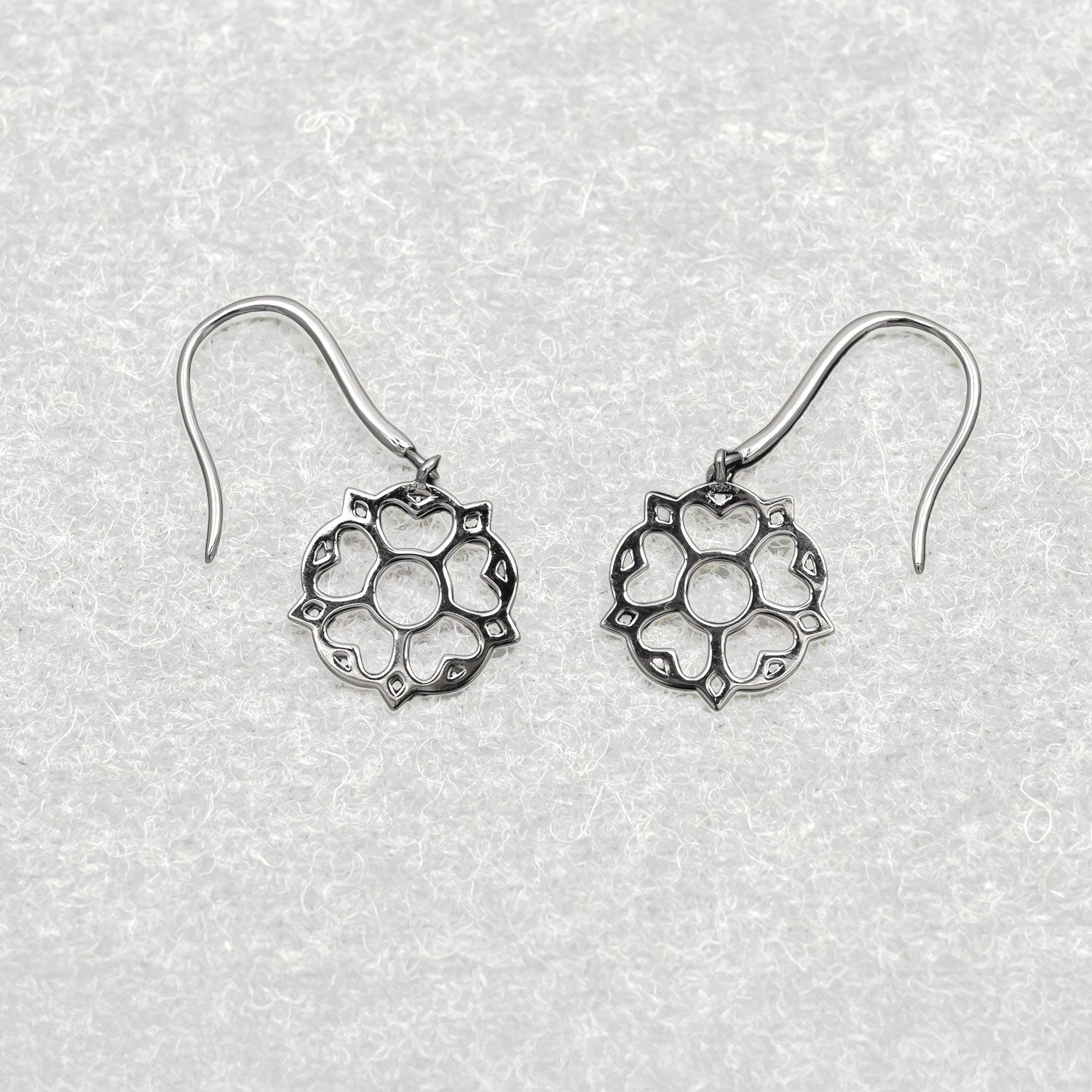 Sterling Silver Yorkshire Rose Drop Earrings