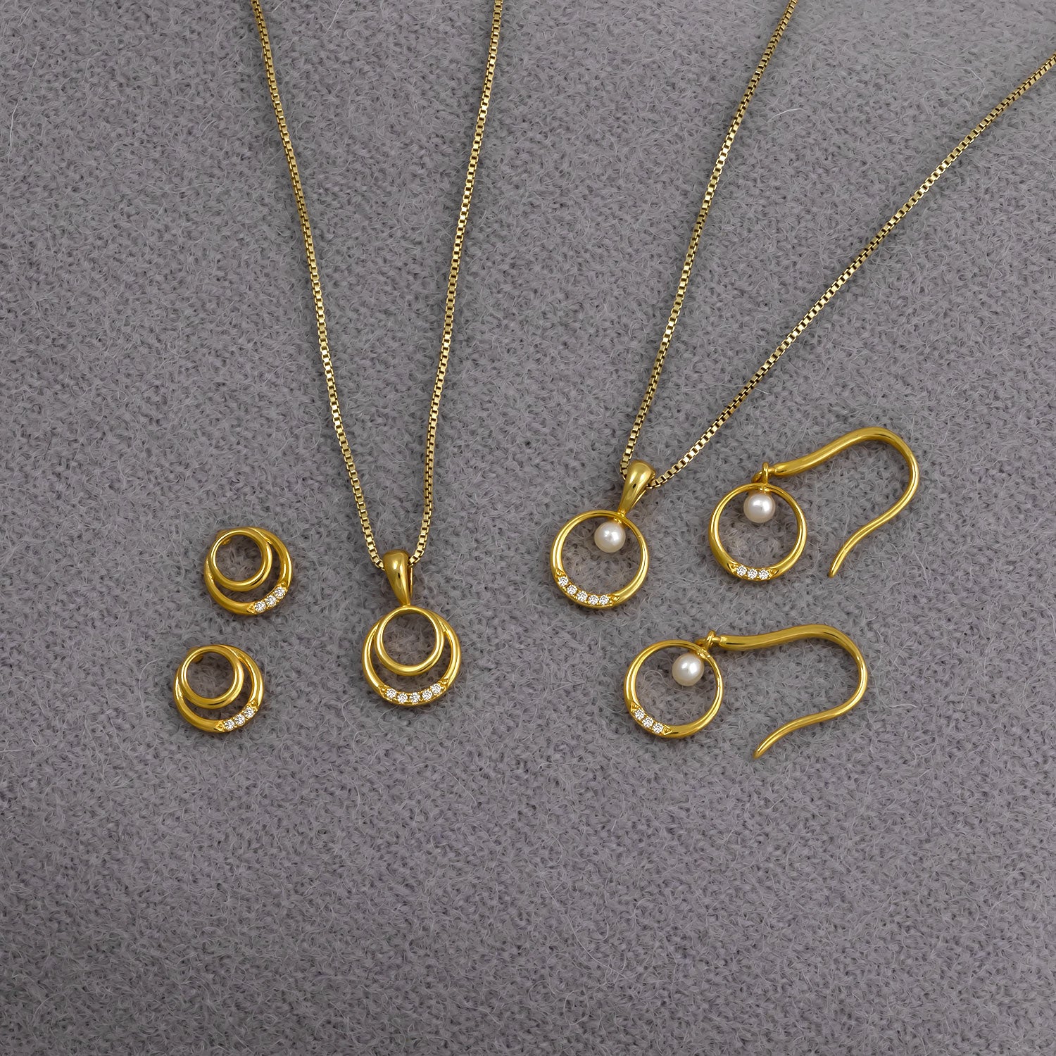 Gold Vermeil & 0.02 Carat Lab Grown Diamond Double Circles Pendant