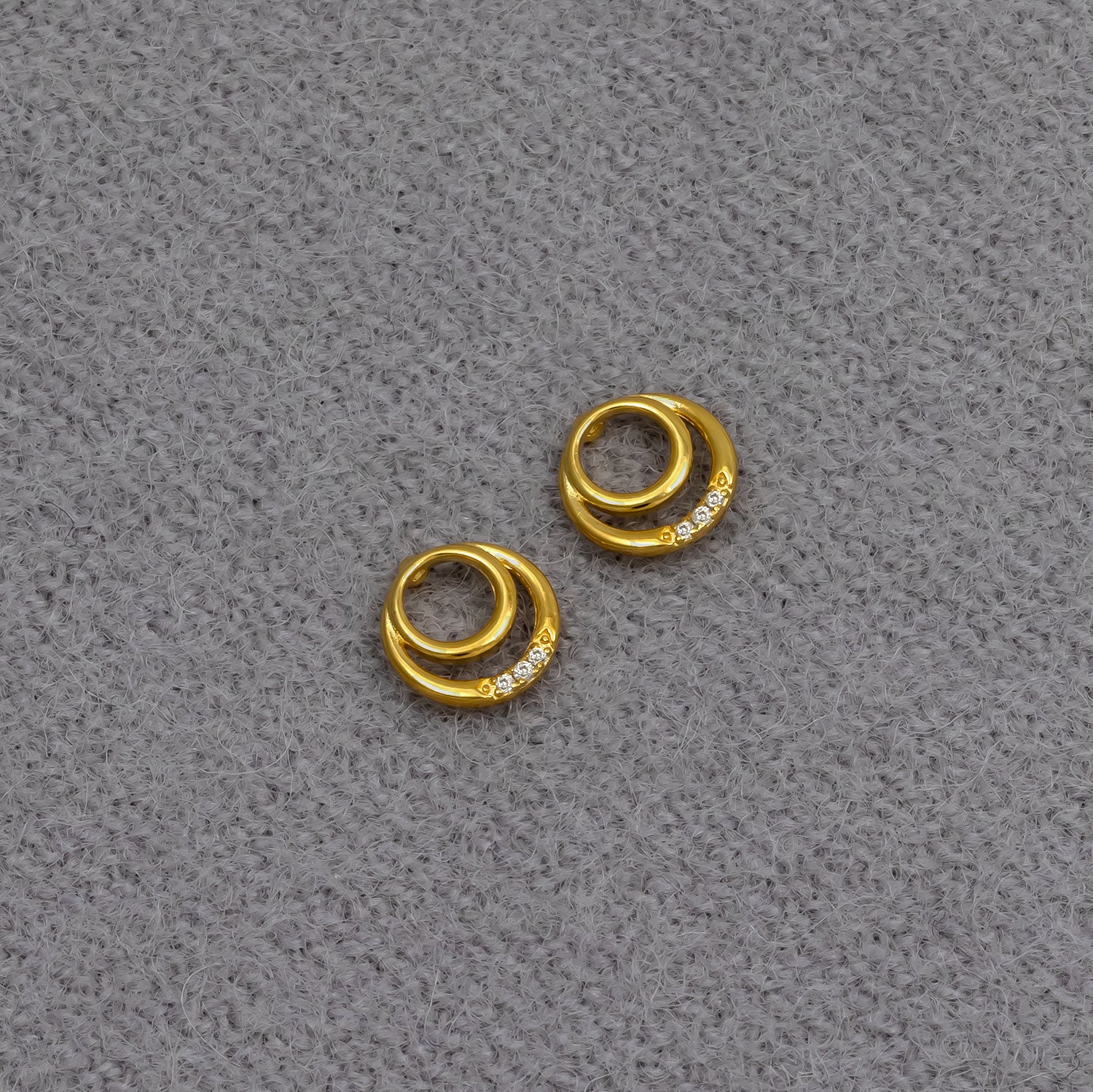 Gold Vermeil & 0.03 Carat Lab Grown Diamond Double Circles Stud Earrings
