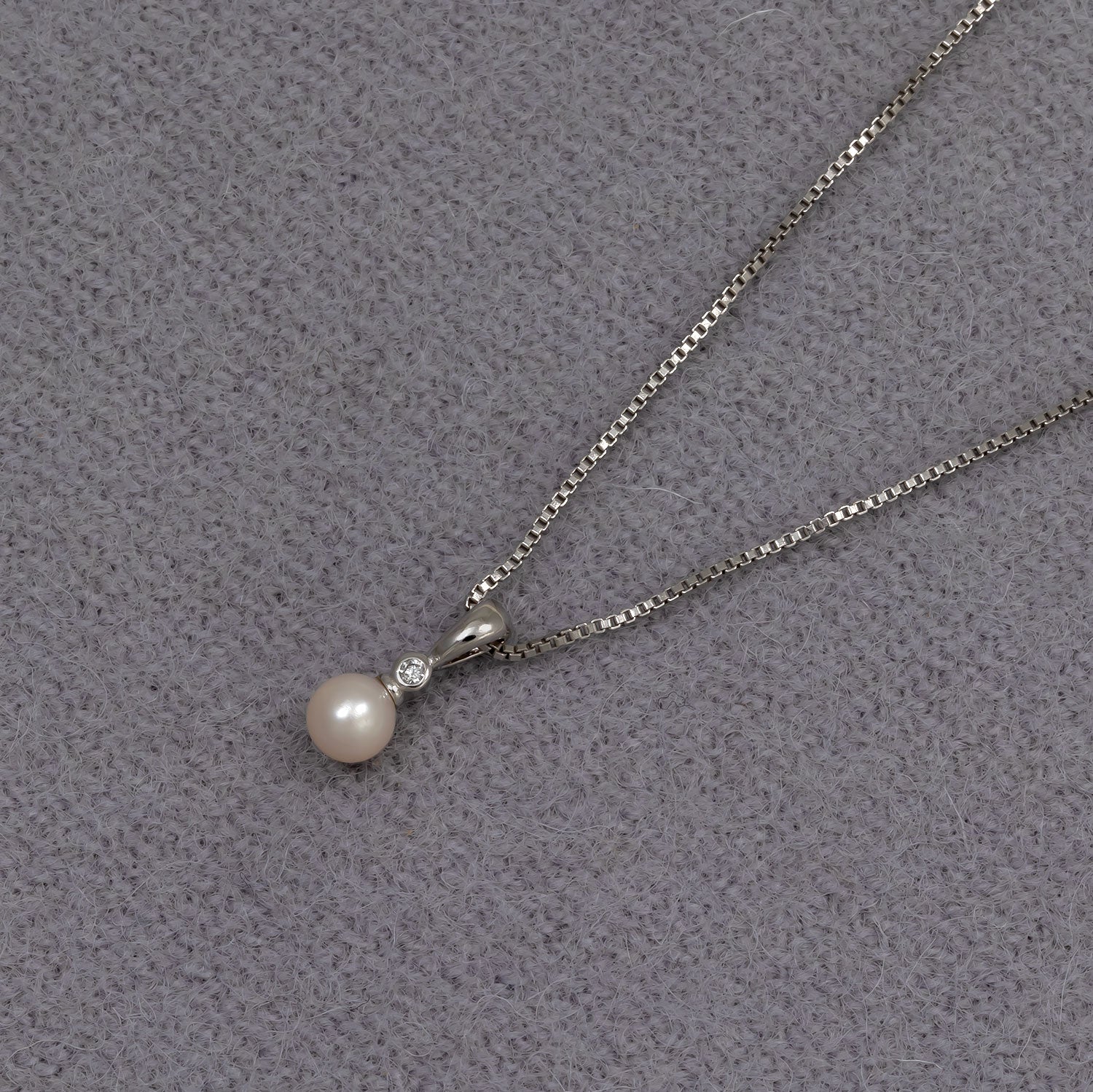 Sterling Silver, Freshwater Pearl & 0.015 Carat Lab Grown Diamond Pendant