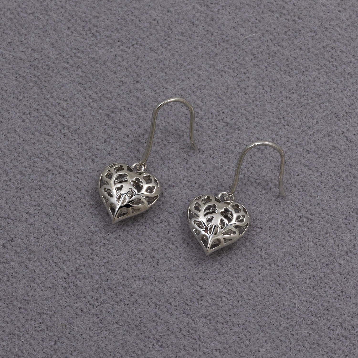 Silver Hanging Heart of Yorkshire Drop Earrings
