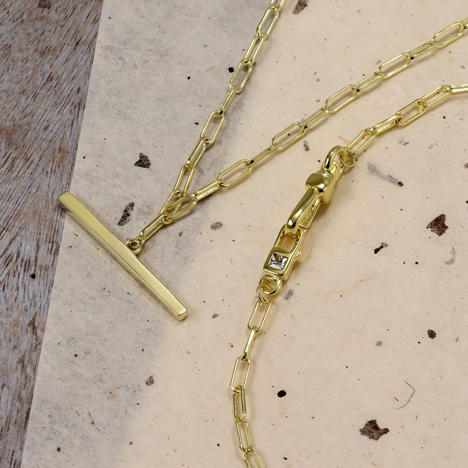 Gold Vermeil Clip Clasp Fob Necklace